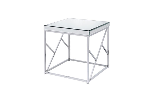 Evelyn - Mirror Top End Table - Silver - Hornell Furniture Outlet