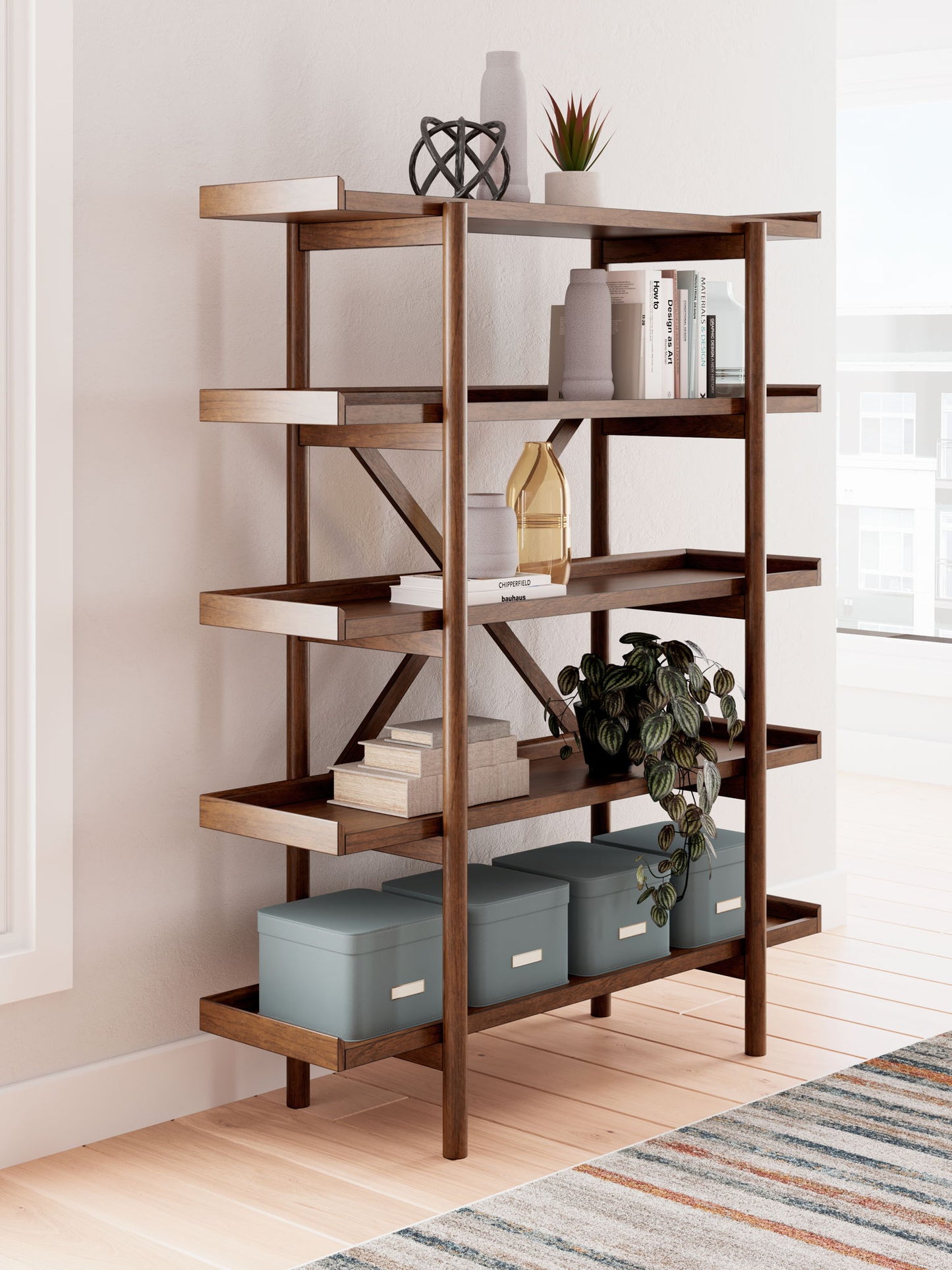 Lyncott - Brown - Bookcase - Hornell Furniture Outlet