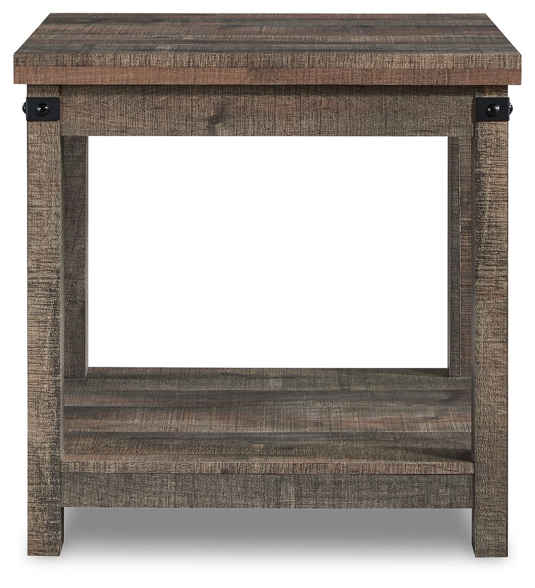Hollum - Rustic Brown - Square End Table - Hornell Furniture Outlet