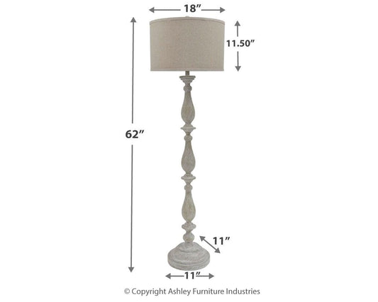 Bernadate - Whitewash - Poly Floor Lamp - Hornell Furniture Outlet