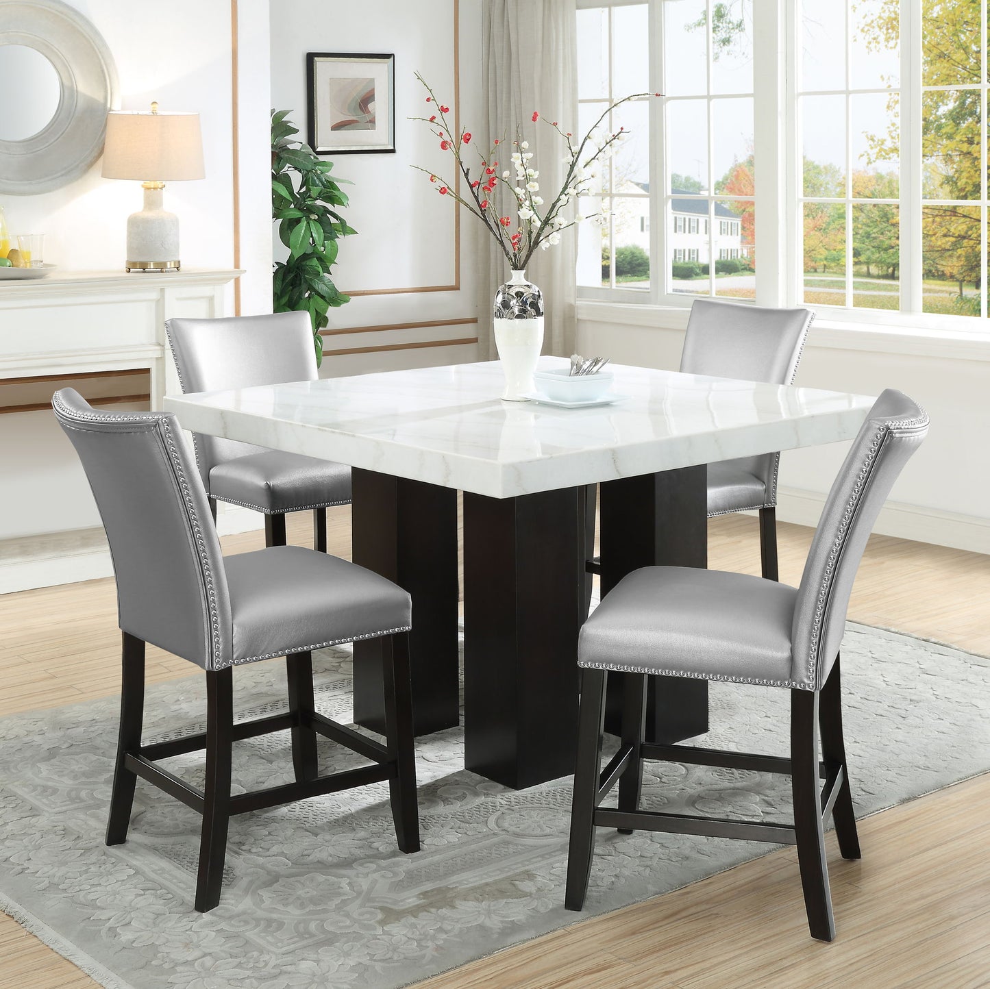 Camila - Square Counter Dining Set - White Top - Hornell Furniture Outlet