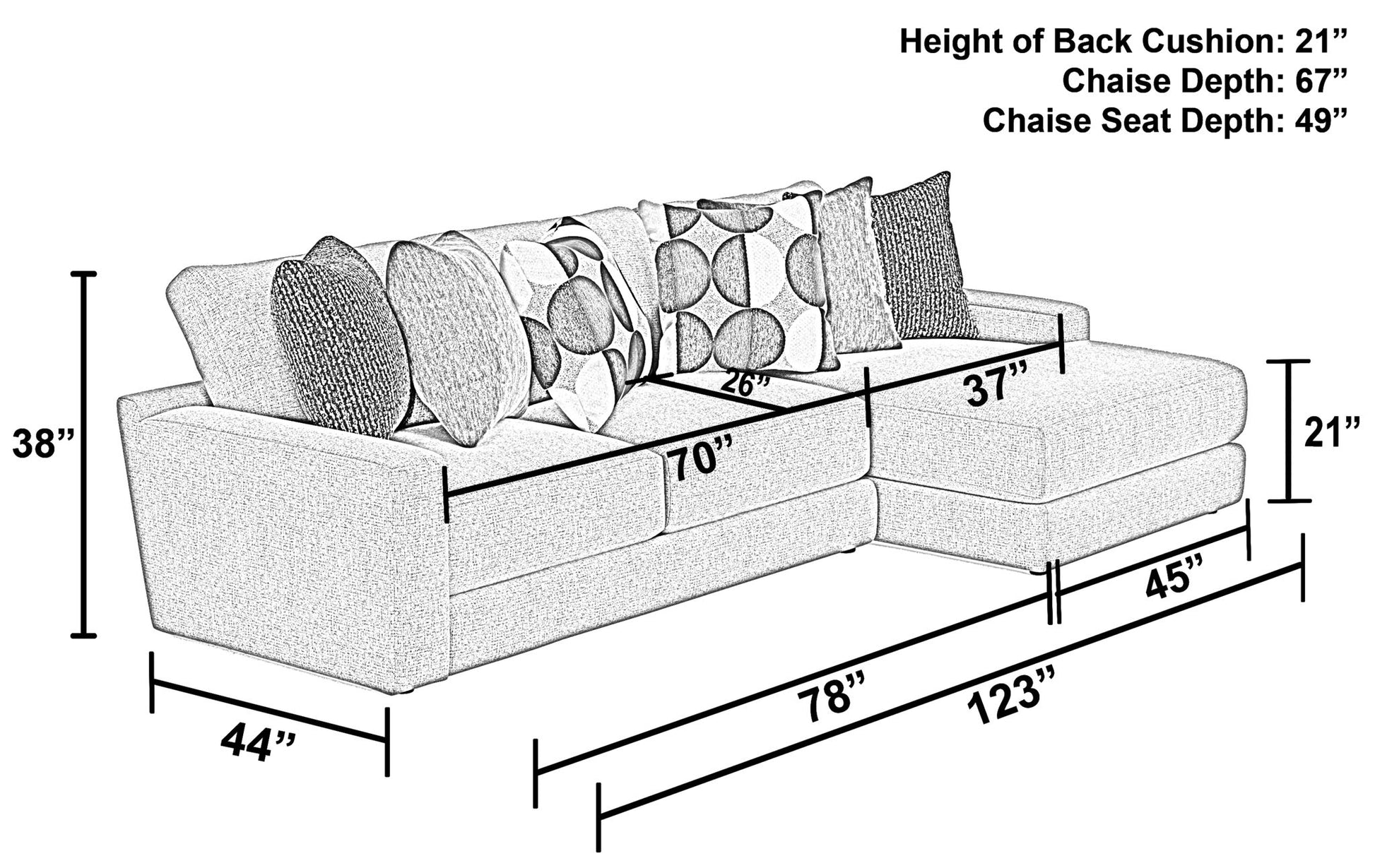 Arlo - Oversized Sofa Chaise - Hornell Furniture Outlet