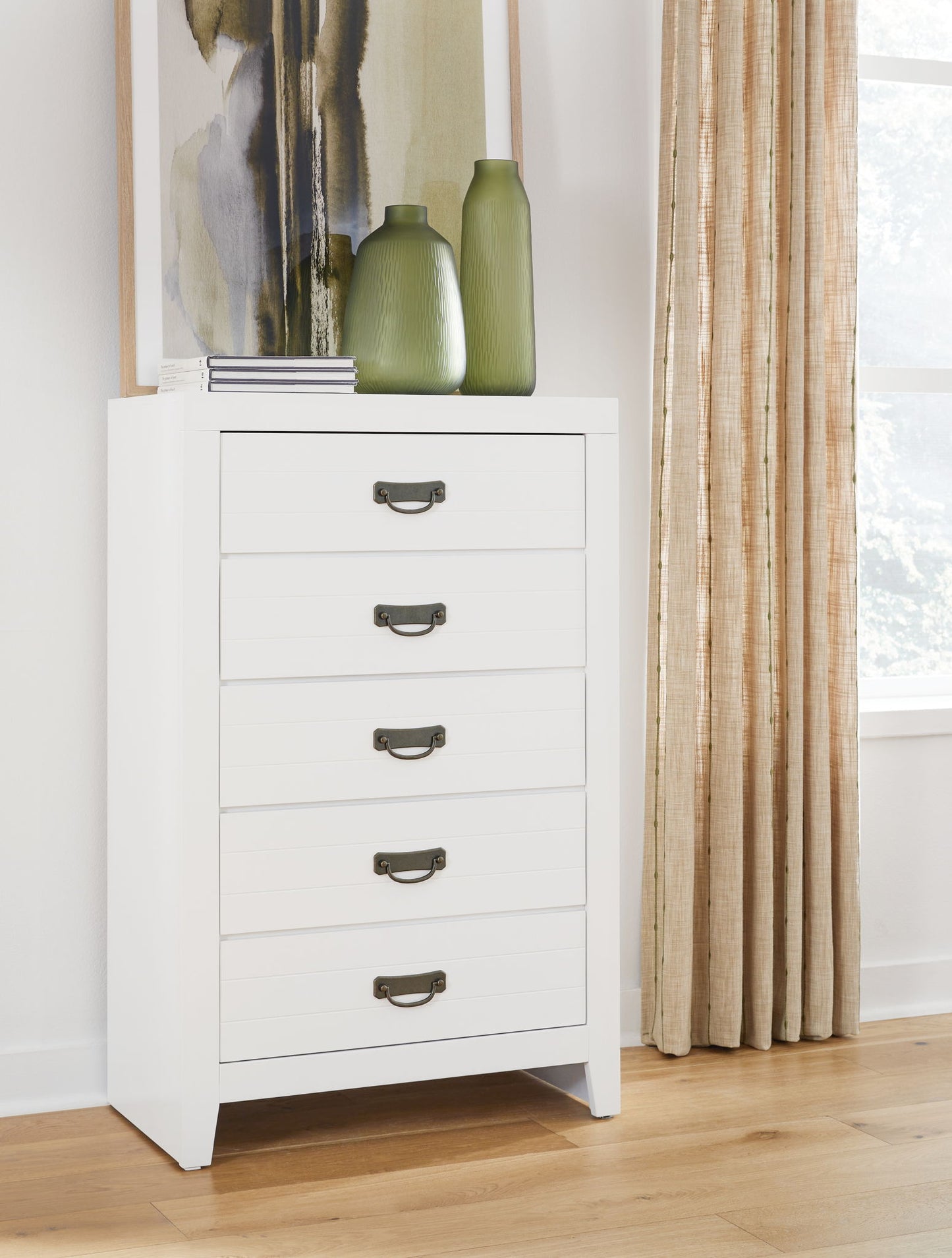 Binterglen - White - Five Drawer Chest - Hornell Furniture Outlet