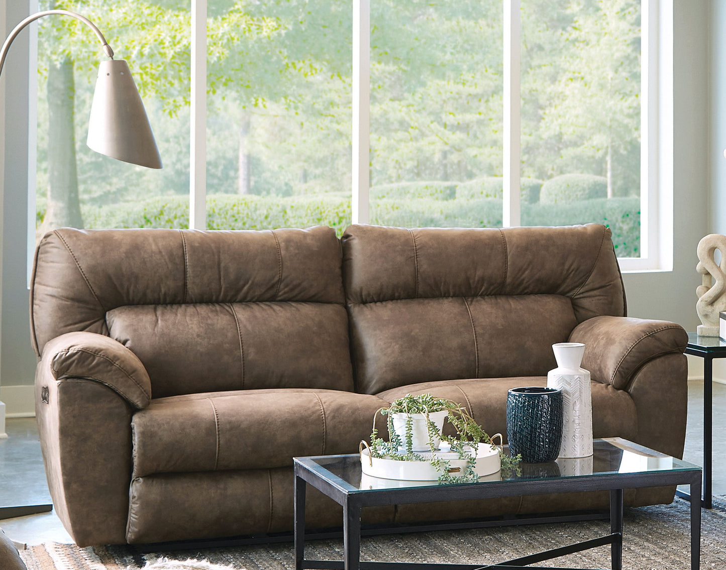 Hollins - 88" Power Reclining Sofa - Coffee - Hornell Furniture Outlet