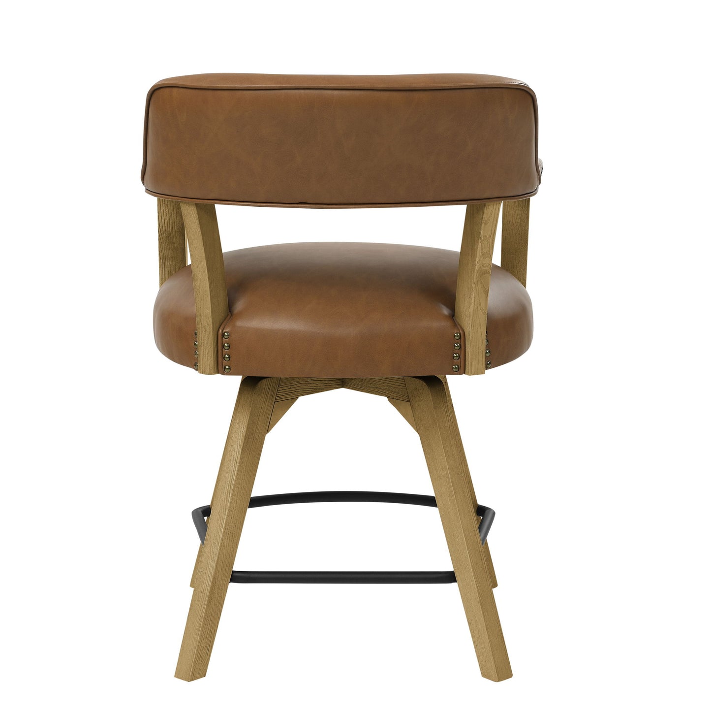 Rylie - Swivel Vegan Leather Counter Chair - Camel - Hornell Furniture Outlet