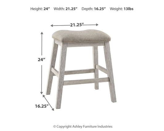 Skempton - Upholstered Stool (Set of 2) - White - Hornell Furniture Outlet