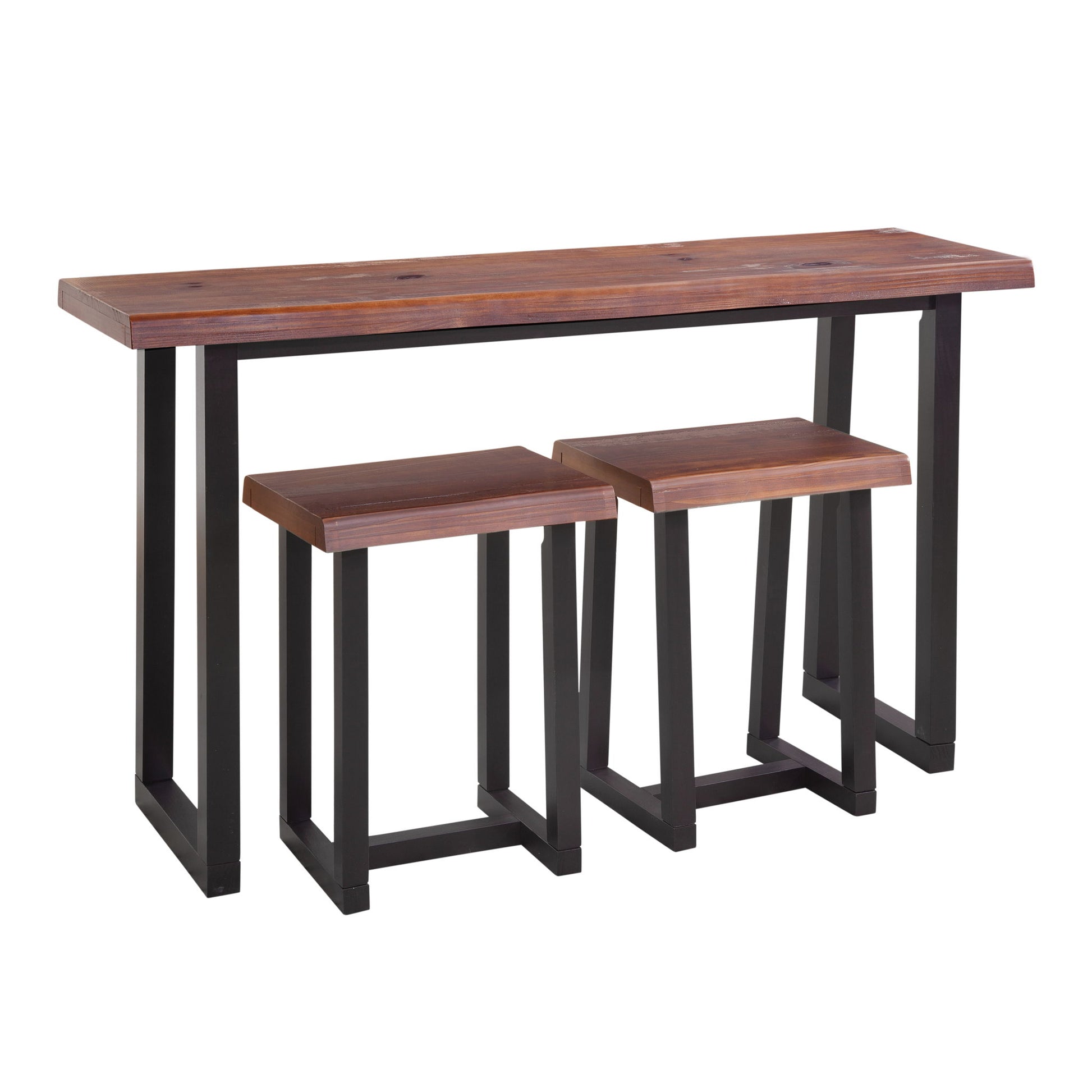 Jennings - Live Edge 3 Piece Counter Dining Set - Brown - Hornell Furniture Outlet