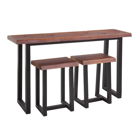 Jennings - Live Edge 3 Piece Counter Dining Set - Brown - Hornell Furniture Outlet