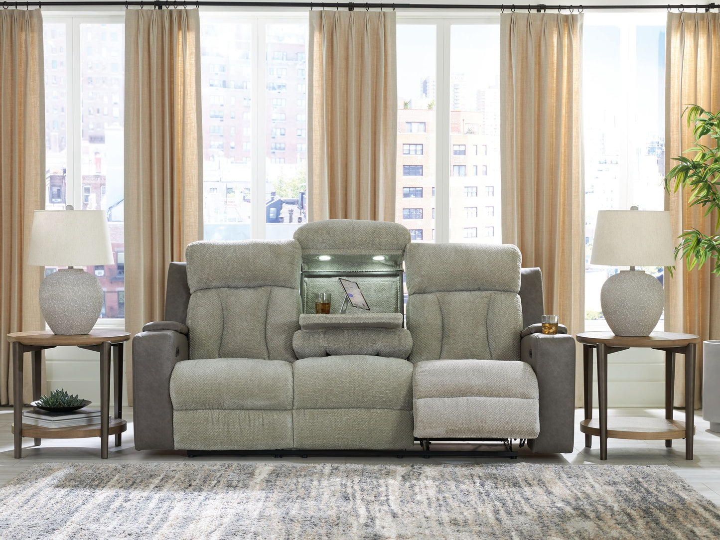WhipLash - Sisal - Power Reclining Sofa With Adj Headrest - Hornell Furniture Outlet
