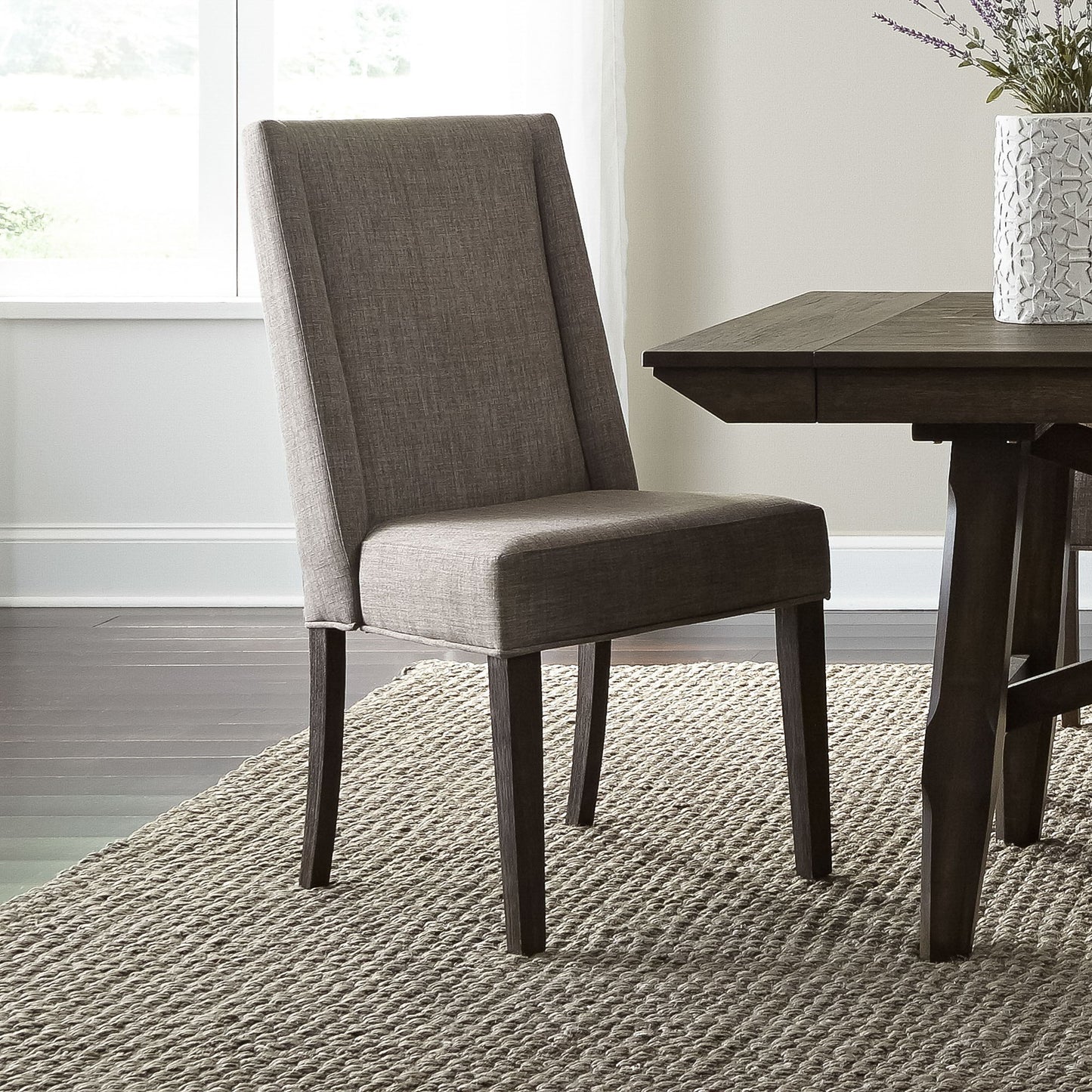 Double Bridge - Upholstered Side Chair - Dark Brown - Hornell Furniture Outlet
