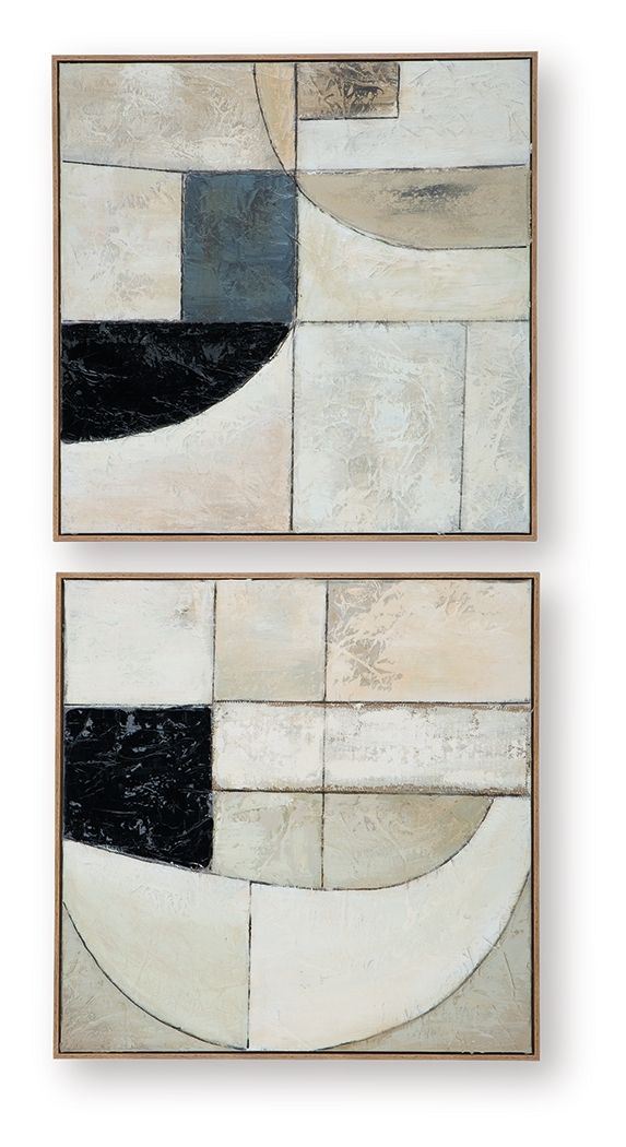 Bexlen - Tan / Taupe / Black - Wall Art Set (Set of 2) - Hornell Furniture Outlet