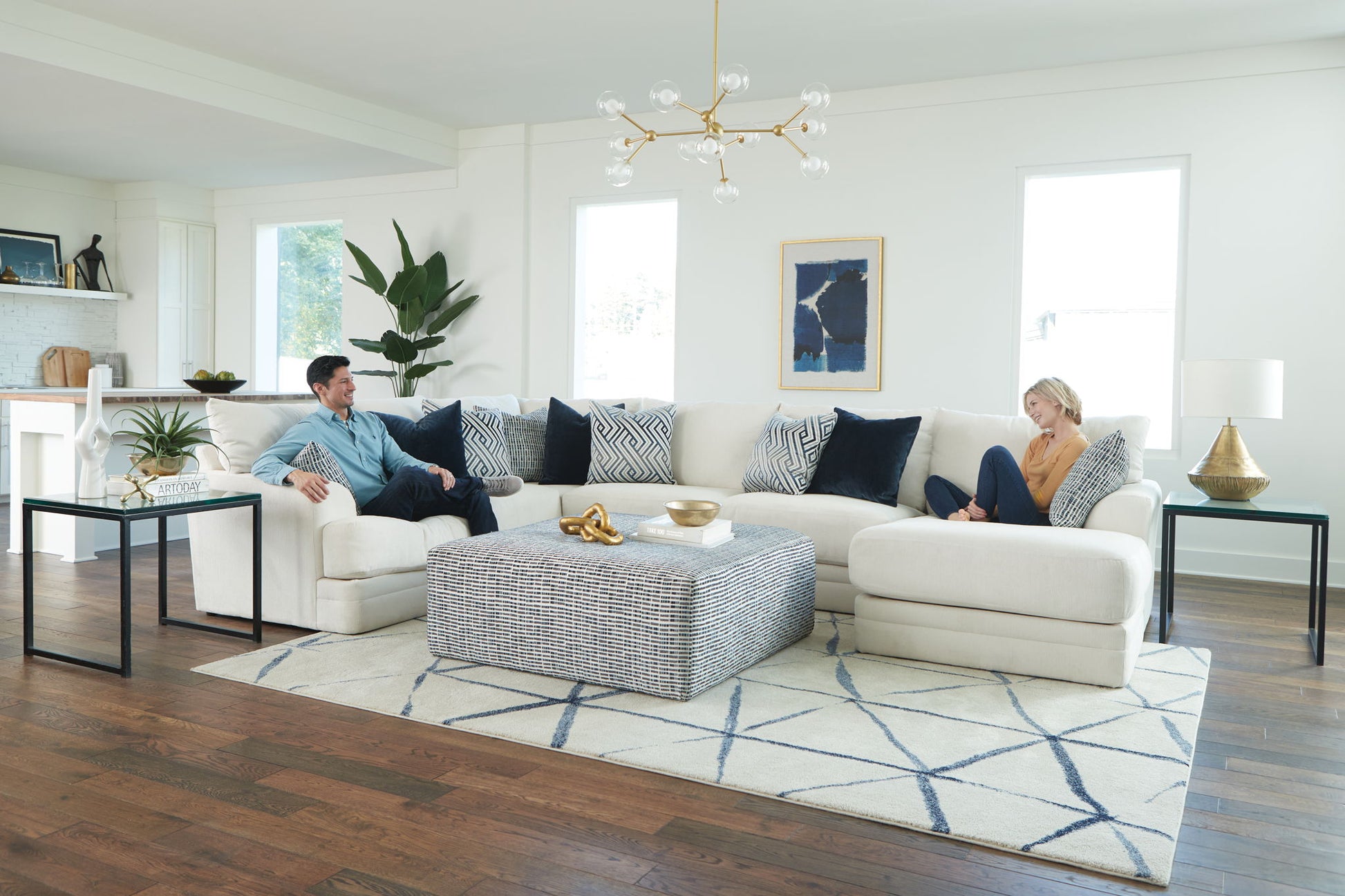 Polaris - Sectional With Comfort Coil Seating, 9 Included Accent Pillows And Included Cocktail Ottoman - Hornell Furniture Outlet