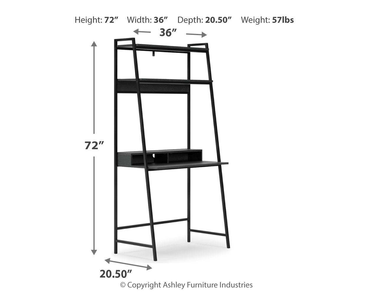 Yarlow - Black - Home Office Desk and Shelf - Hornell Furniture Outlet