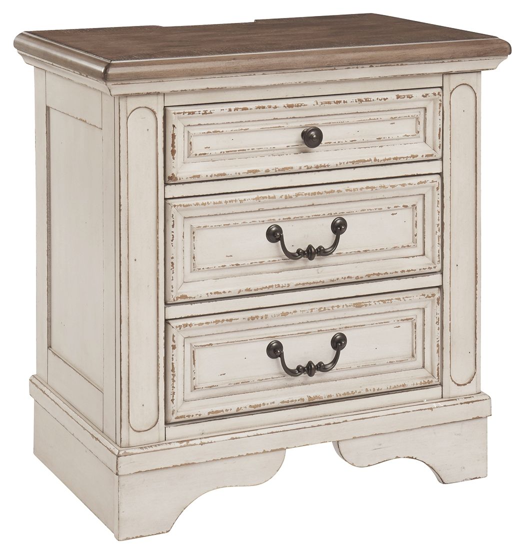 Realyn - White / Brown / Beige - Three Drawer Night Stand - Hornell Furniture Outlet