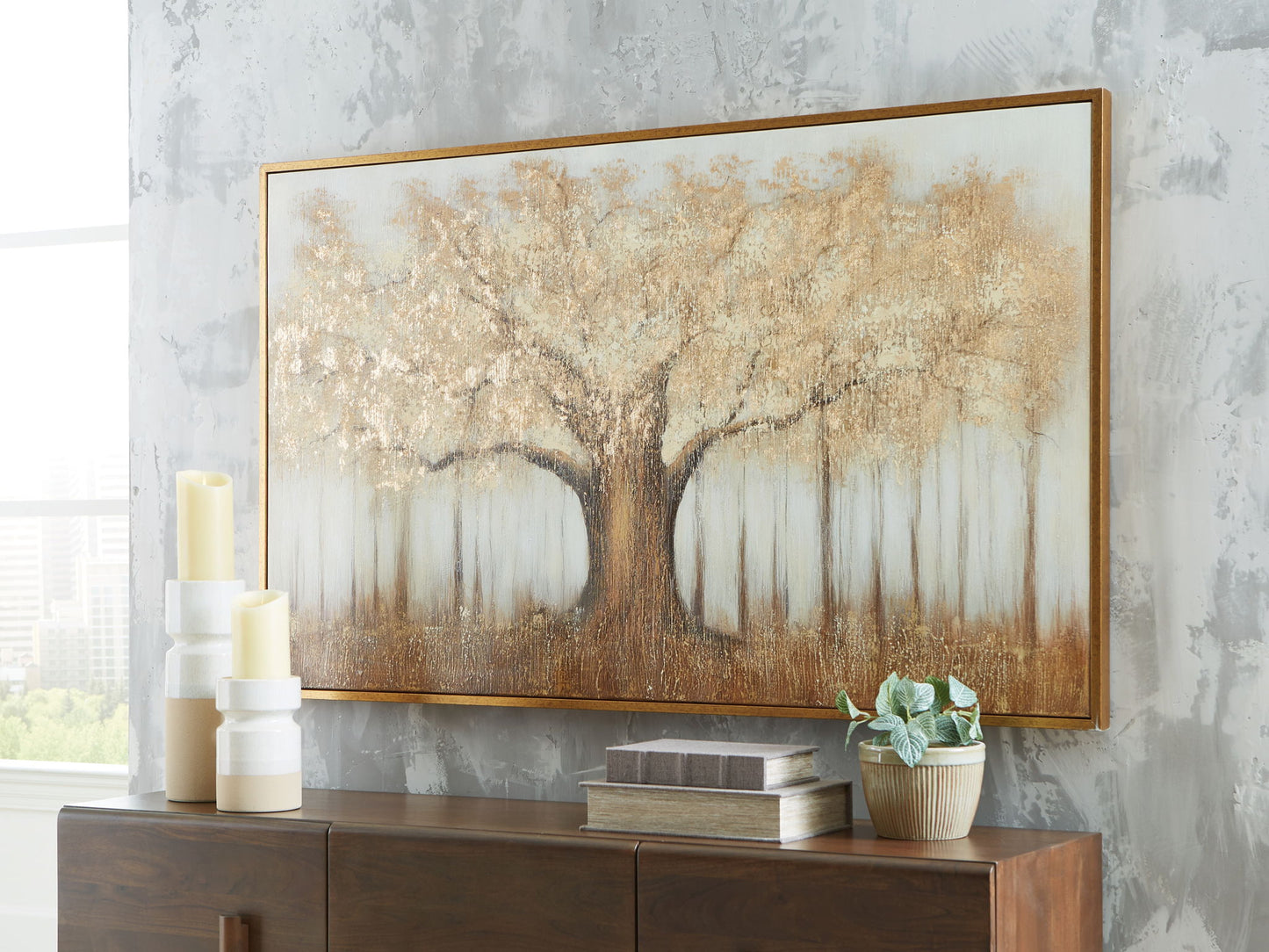 Dalewick - Brown / Gray / Gold Finish - Wall Art - Hornell Furniture Outlet