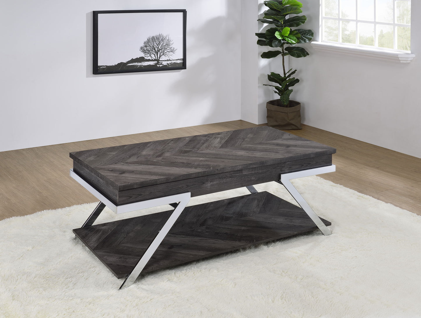 Roma - Lift Top Cocktail Table - Gray - Hornell Furniture Outlet