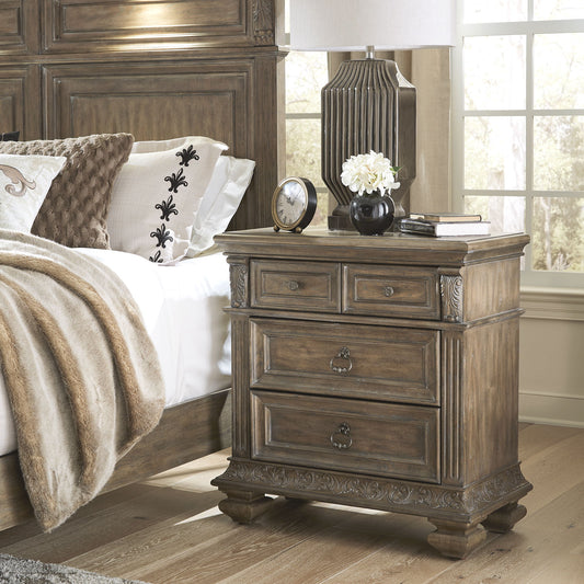 Carlisle Court - Bedside Chest With Charging Station - Medium Brown - Hornell Furniture Outlet