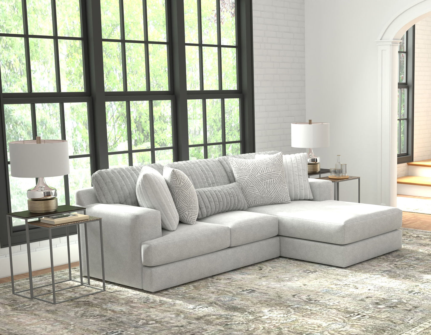 Logan - Upholstered Sectional With Comfort Coil Seating And Accent Pillows Included - Hornell Furniture Outlet