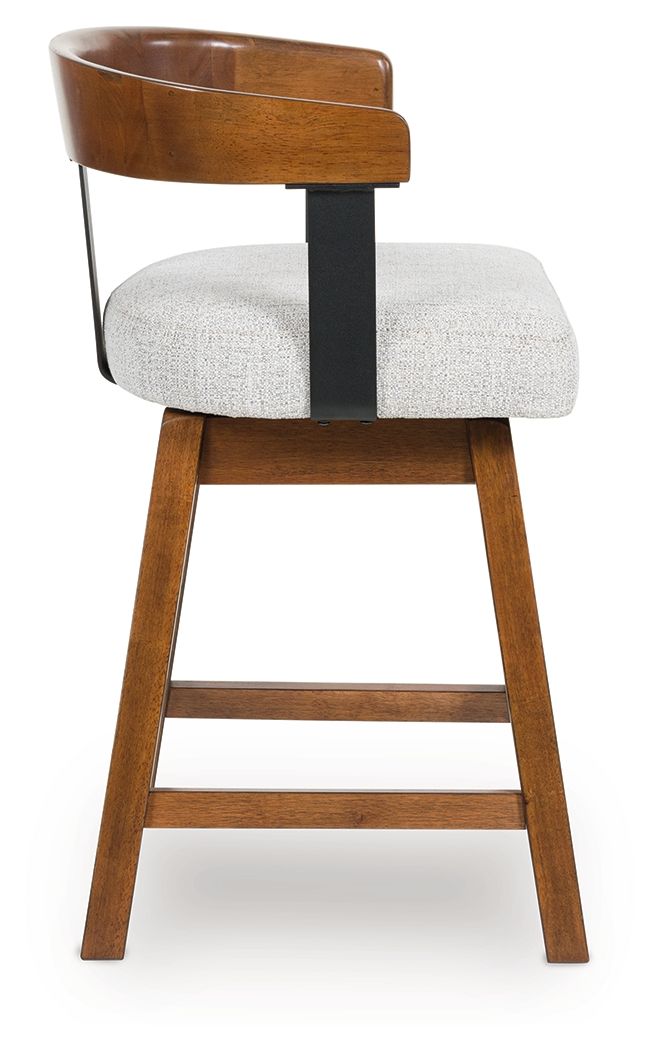 Ralene - Medium Brown - Upholstered Swivel Barstool (Set of 2) - Hornell Furniture Outlet