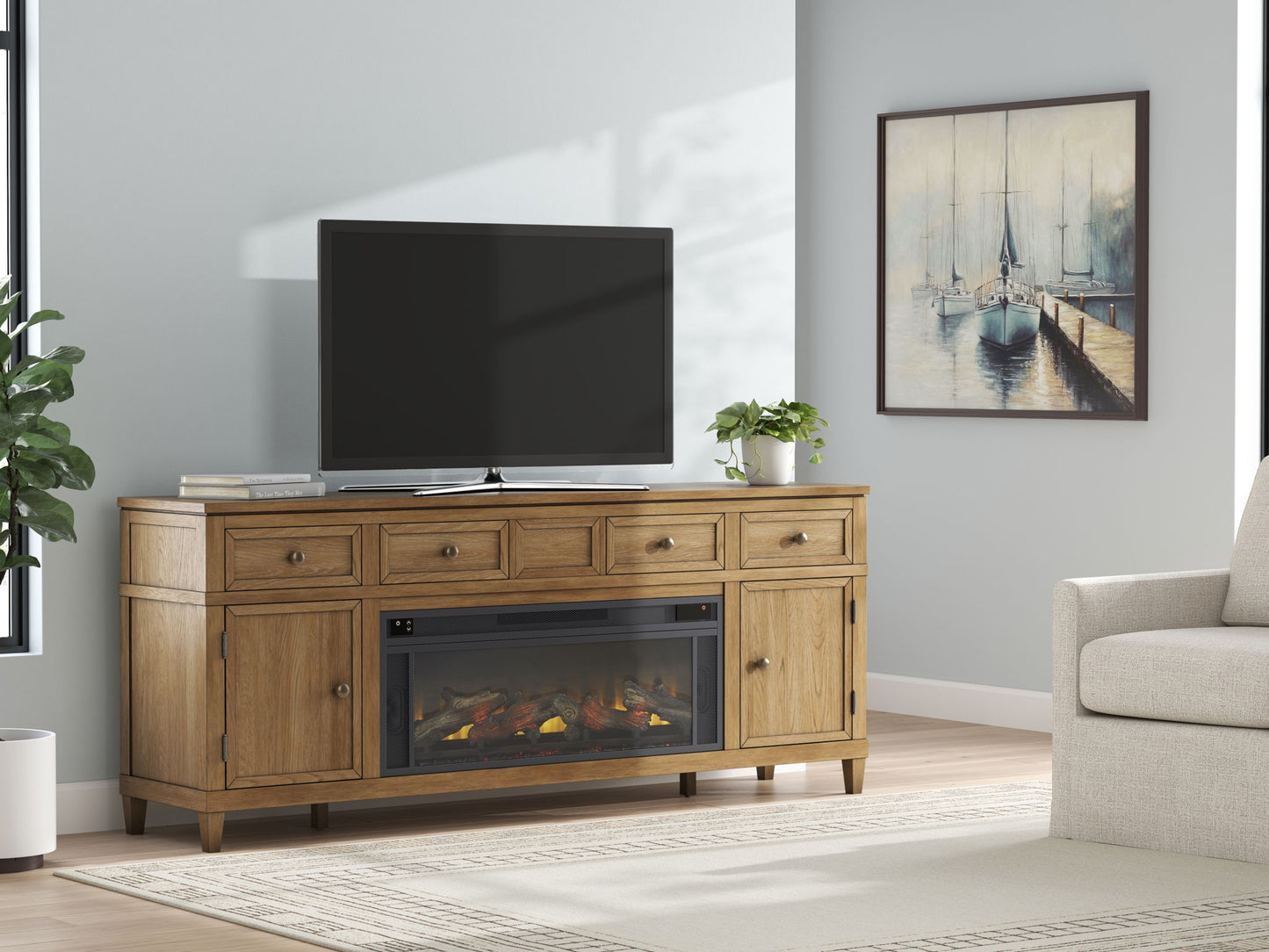 Sharlance - 81" TV Stand With Electric Fireplace - Hornell Furniture Outlet