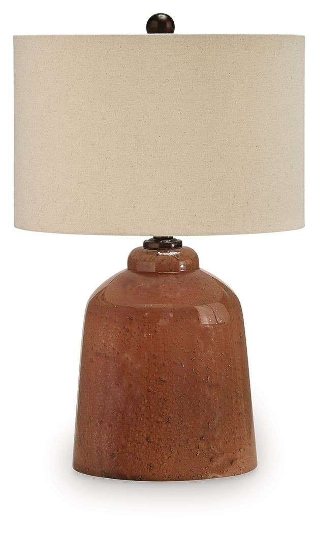 Aaleahya - Rust - Glass Table Lamp - Hornell Furniture Outlet