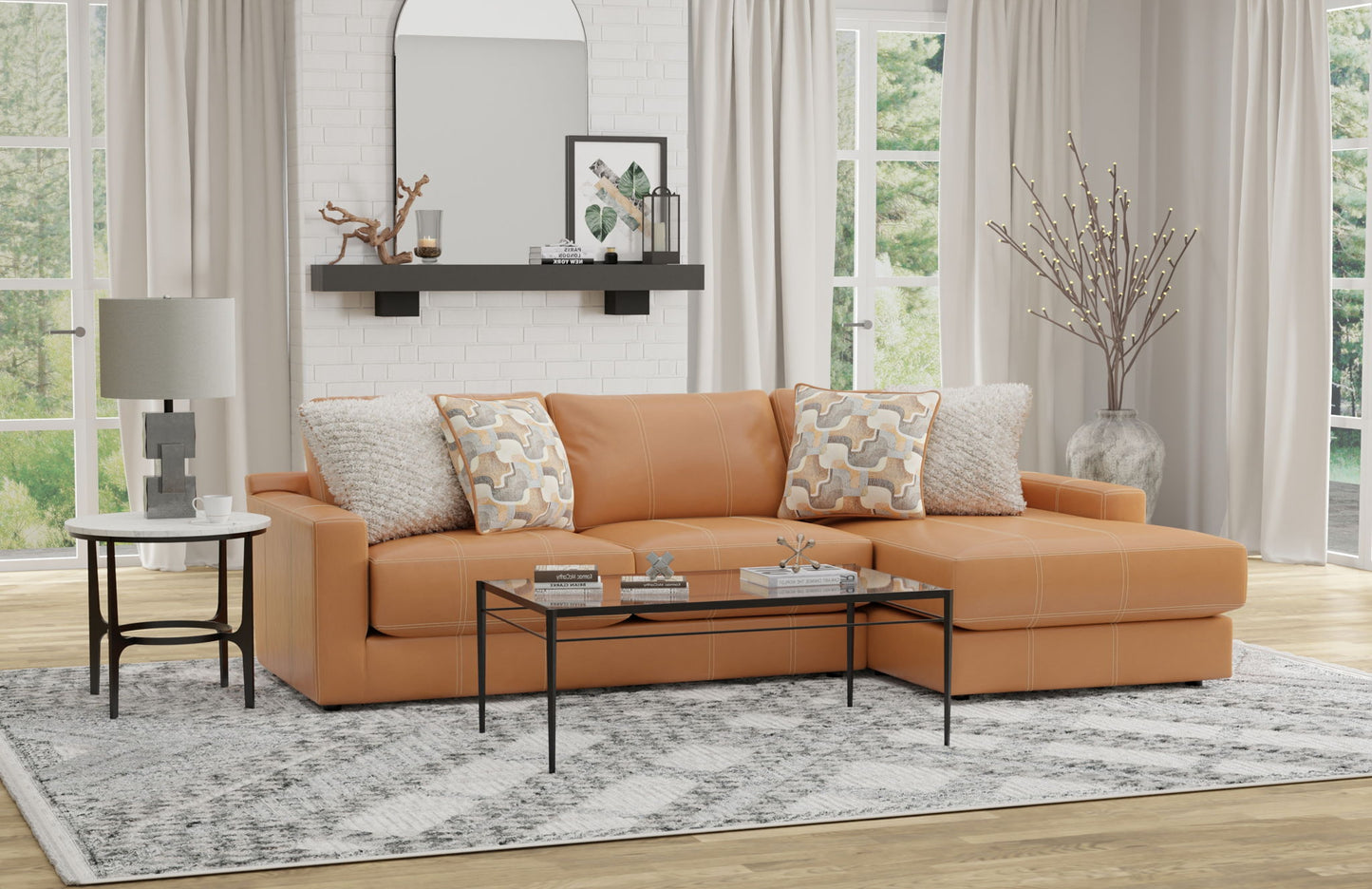 Minori - Italian Leather Sectional - Hornell Furniture Outlet