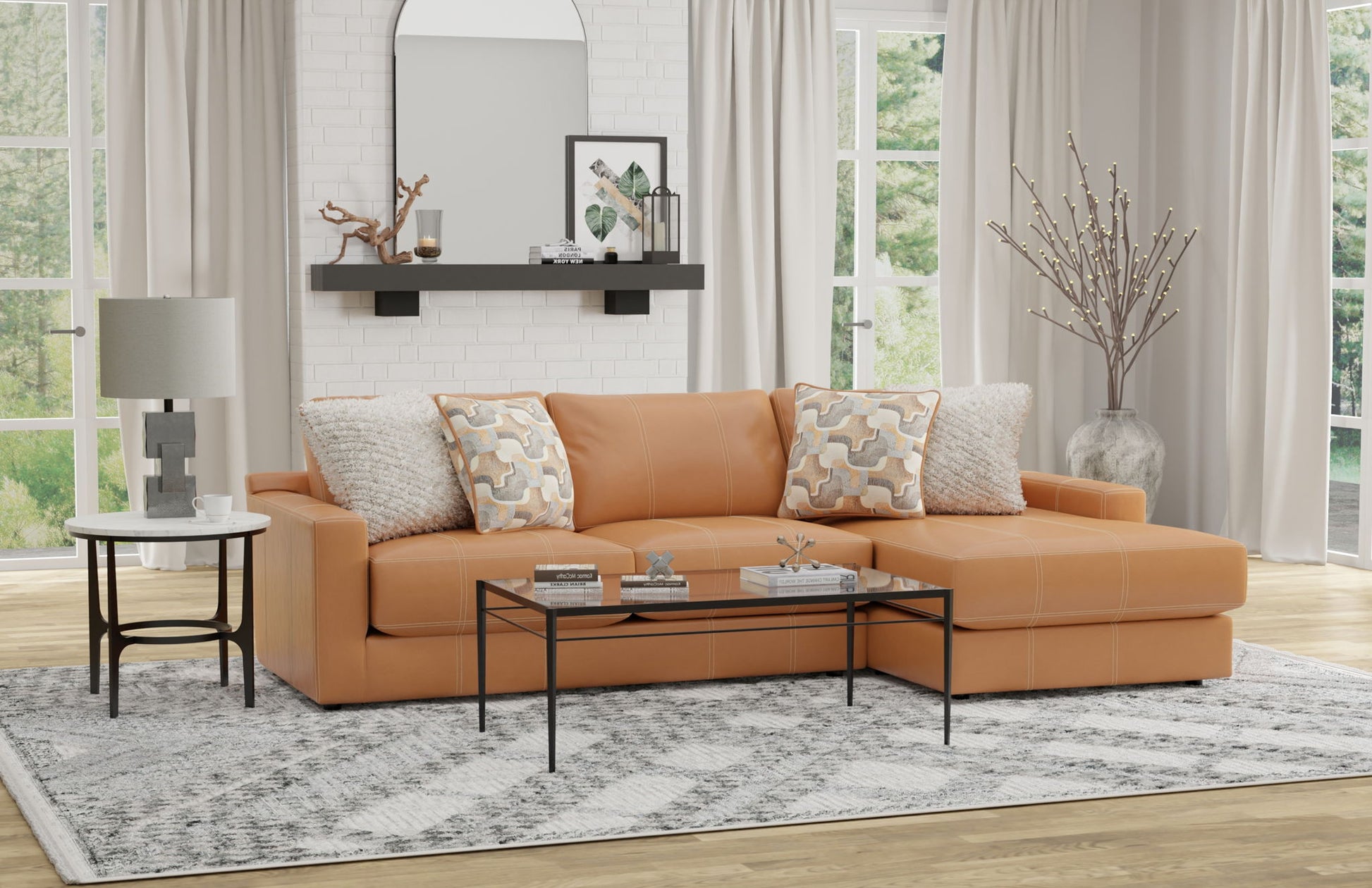 Minori - Italian Leather Sectional - Hornell Furniture Outlet