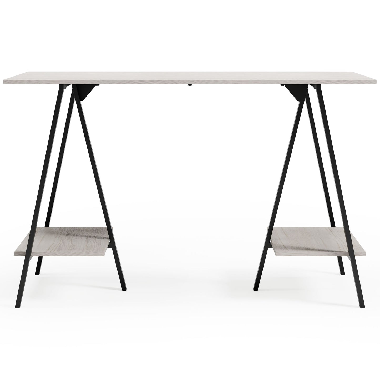 Bayflynn - White / Black - Home Office Desk - 2 Fixed Shelves - Hornell Furniture Outlet
