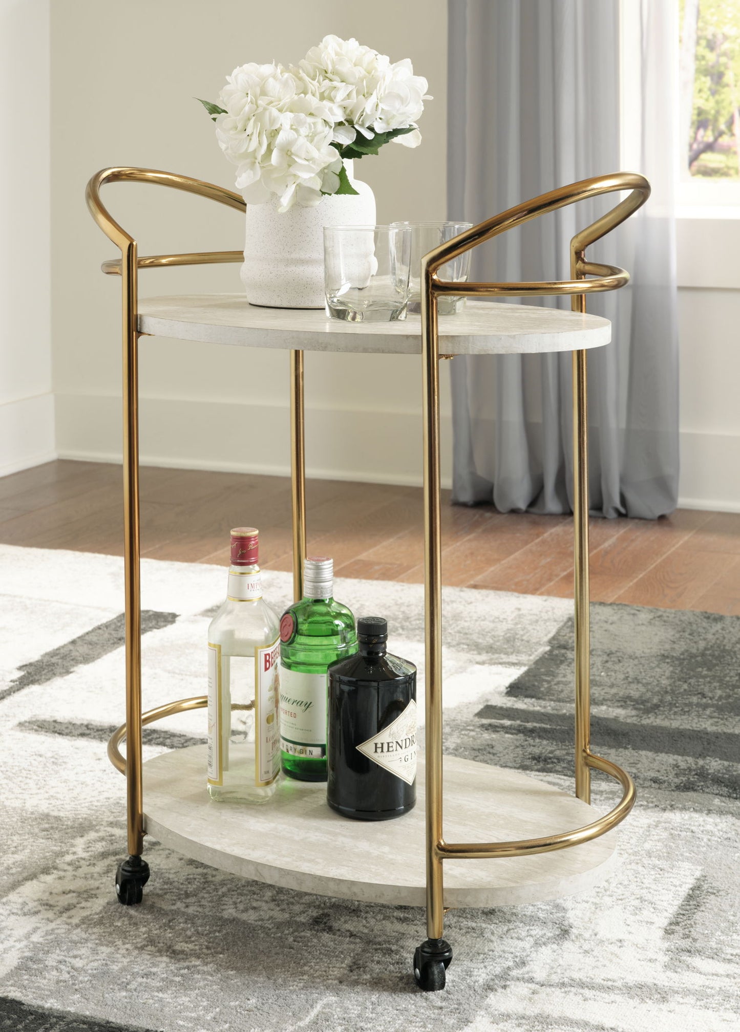 Tarica - Cream / Gold Finish - Bar Cart - Hornell Furniture Outlet