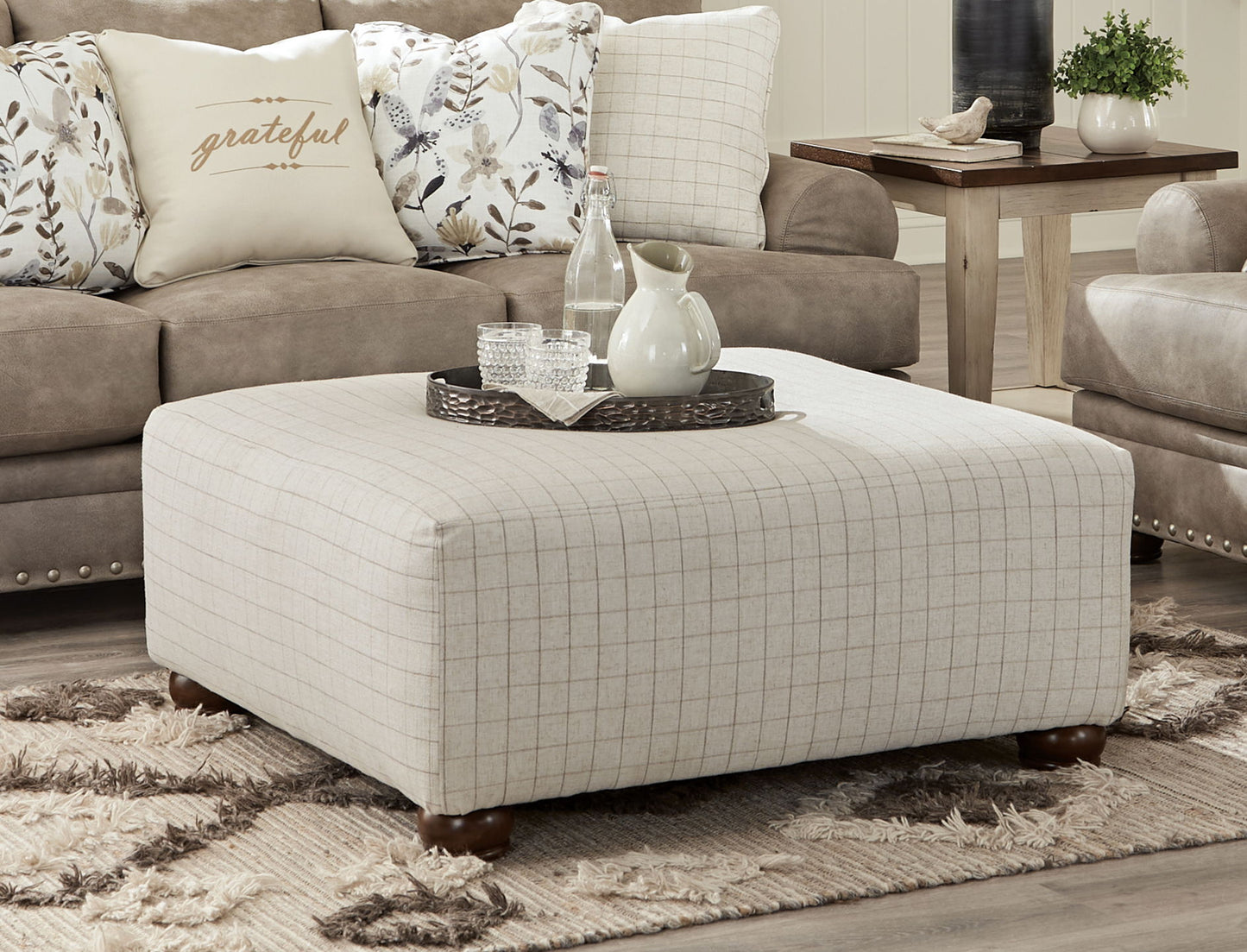 Briarcliff - Cocktail Ottoman - Sandstone - Hornell Furniture Outlet