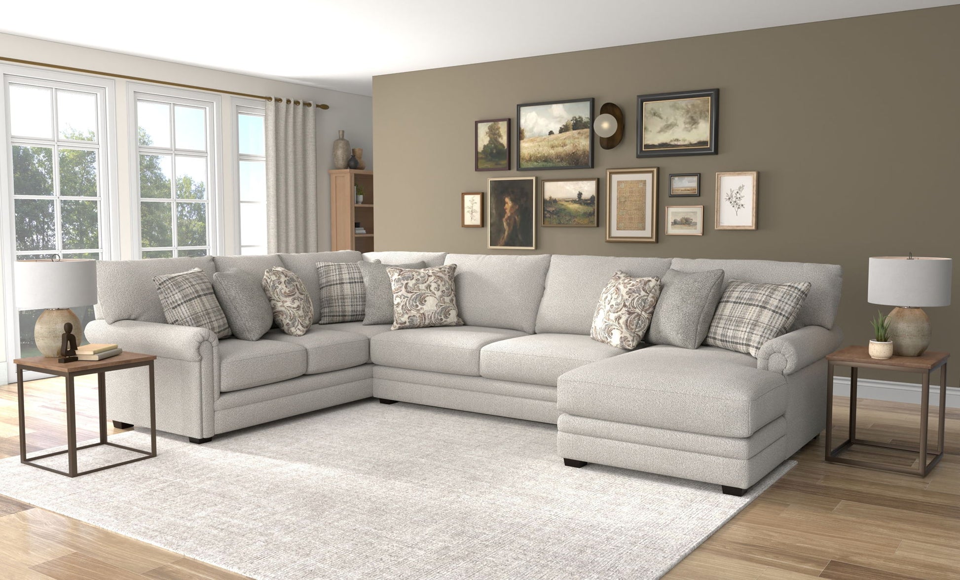 Livingston - Sectional With Comfort Coil Seating And Accent Pillows Included - Hornell Furniture Outlet