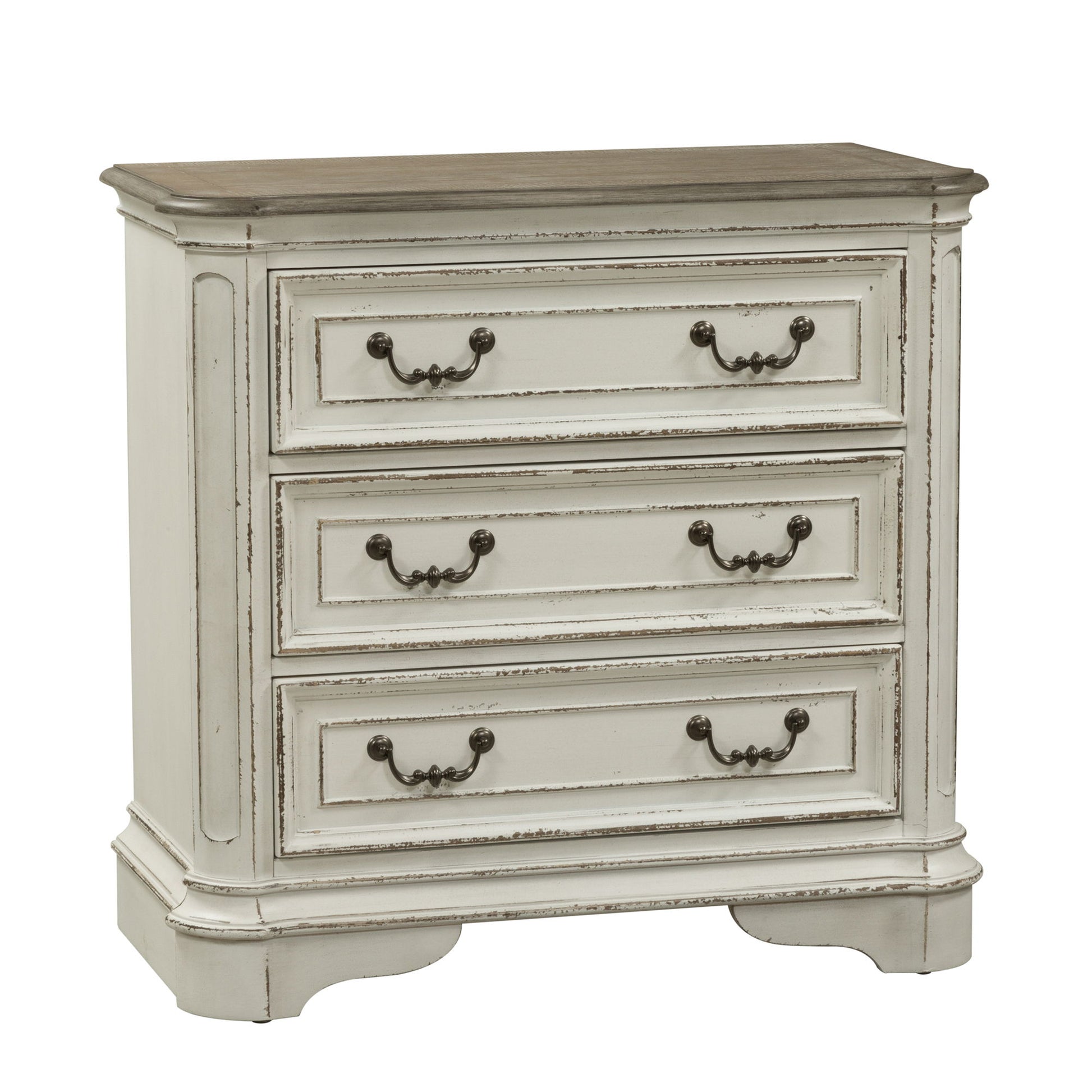 Magnolia Manor - 3 Drawer Bedside Chest With Charging Station - White - Hornell Furniture Outlet