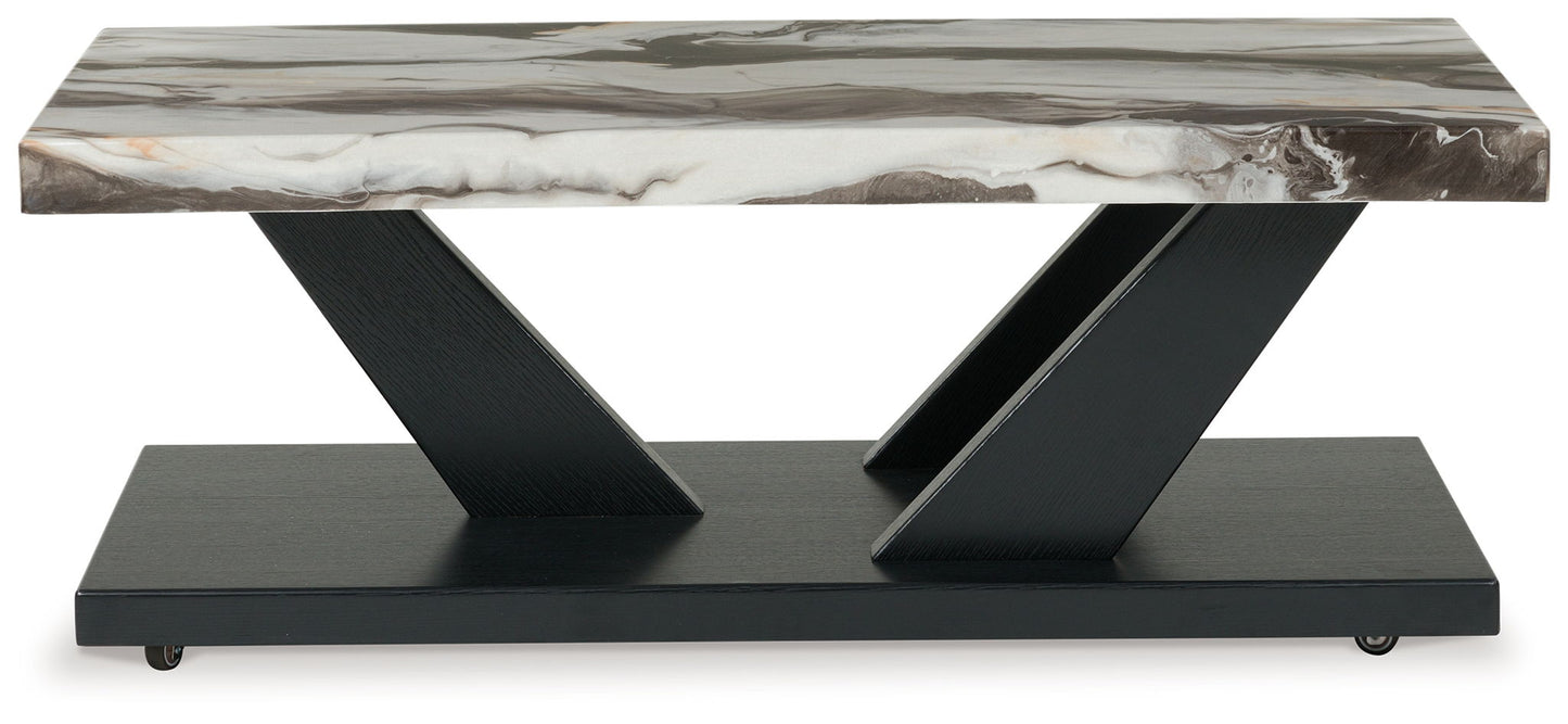 Cendill - Dark Brown / White / Black - Occasional Table Set (Set of 3) - Hornell Furniture Outlet