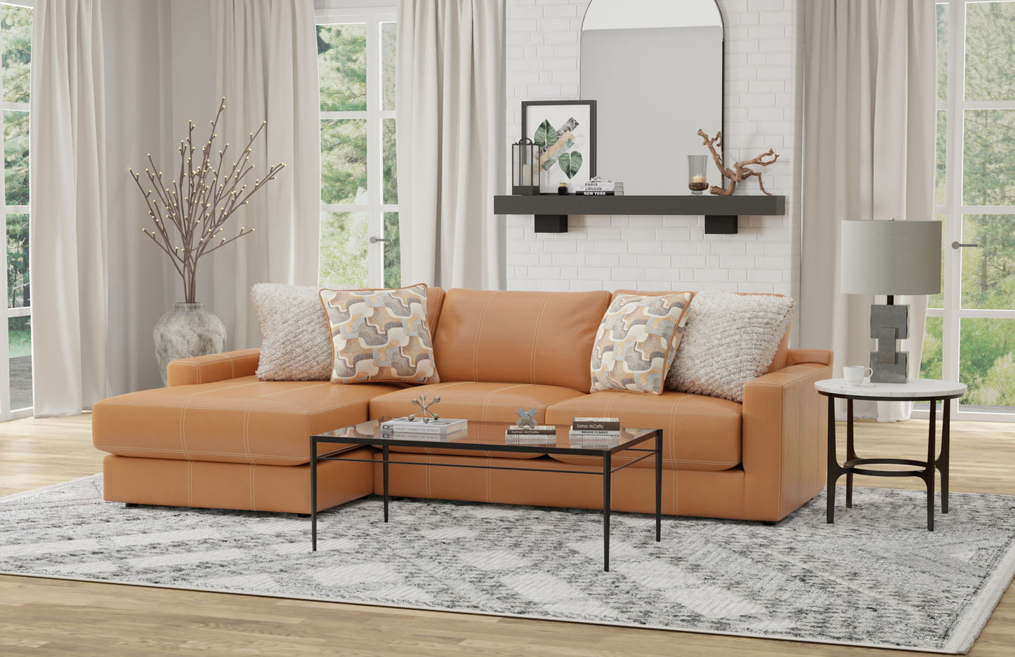 Minori - Italian Leather Sectional - Hornell Furniture Outlet