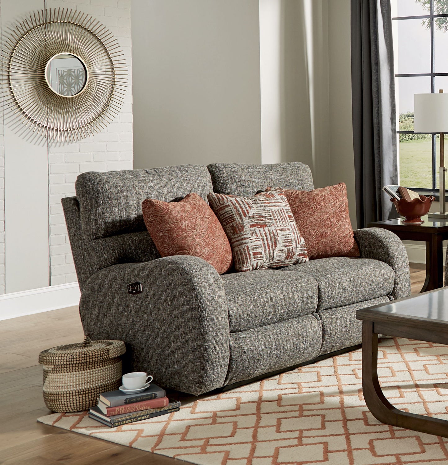 Liam - Power Headrest Power Lay Flat Reclining Loveseat - Coal - Hornell Furniture Outlet