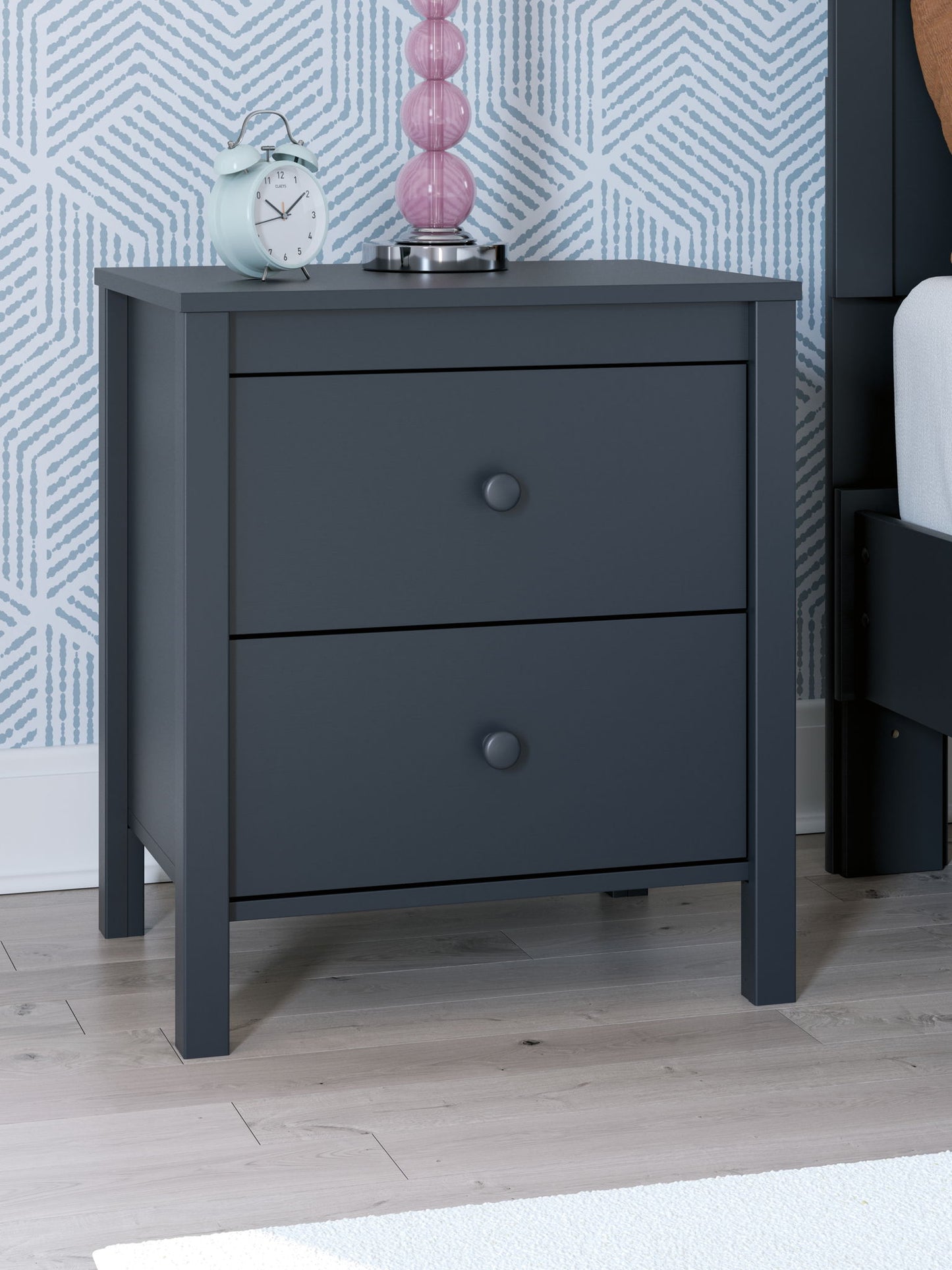 Simmenfort - Navy Blue - Two Drawer Night Stand - Hornell Furniture Outlet
