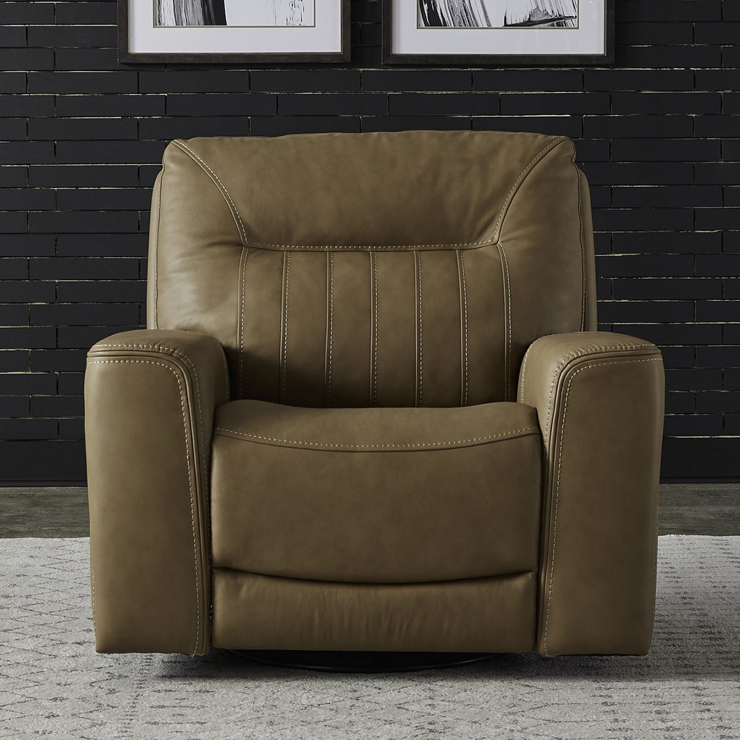 Bennett - Swivel Glider Recliner P2 - Butternut - Butternut Leather - Hornell Furniture Outlet