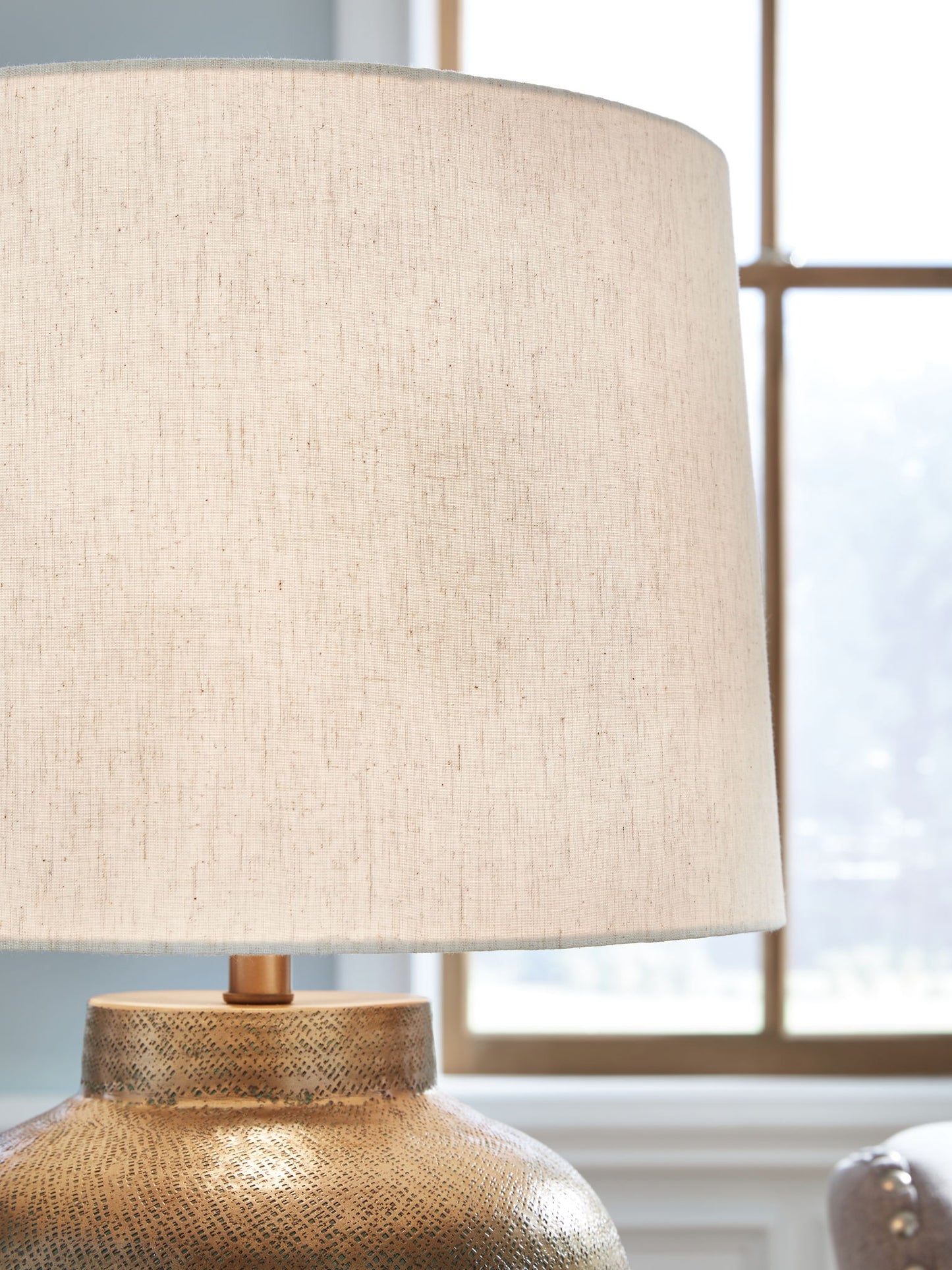 Madney - Antique Gold Finish - Metal Table Lamp - Hornell Furniture Outlet