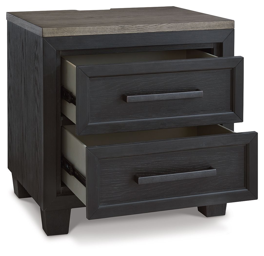 Foyland - Black / Brown - Two Drawer Night Stand - Hornell Furniture Outlet