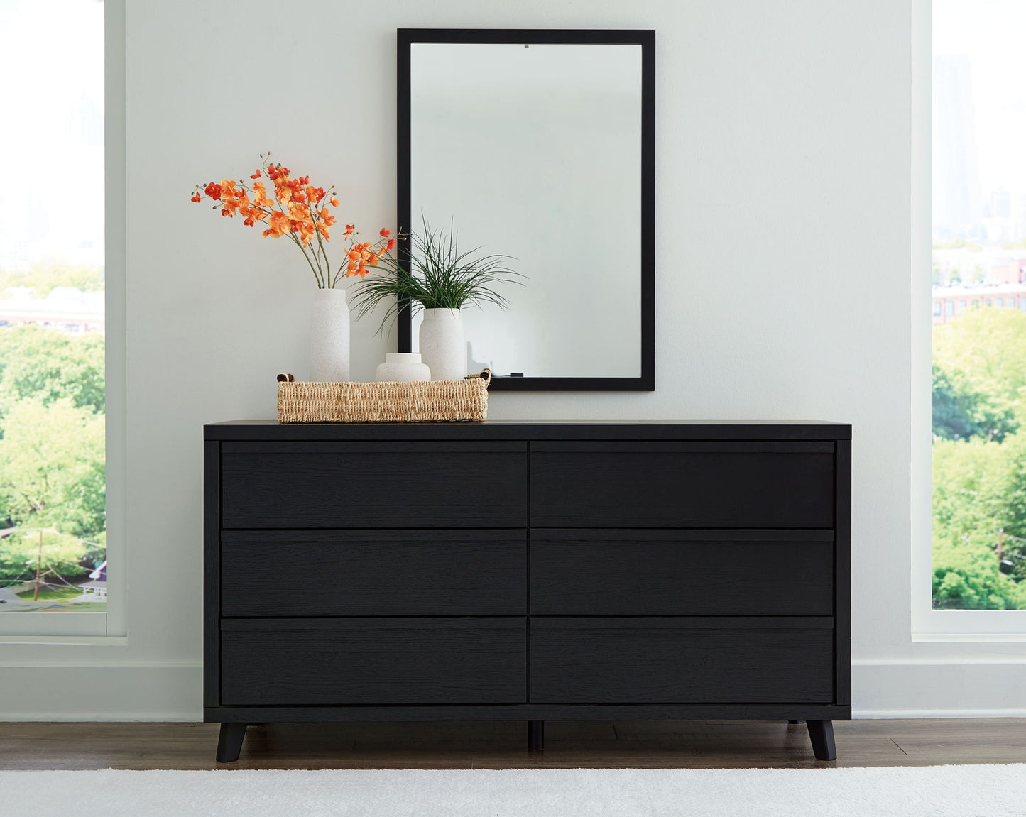 Danziar - Black - Dresser And Mirror - Hornell Furniture Outlet
