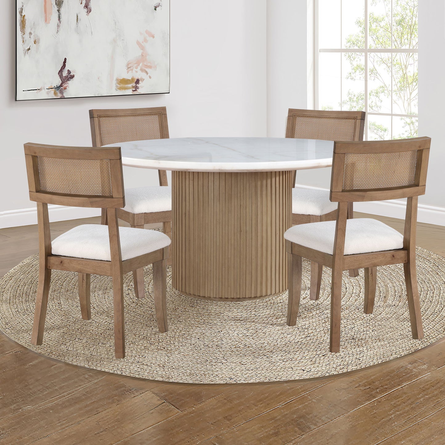 Colvin - 5 Piece Marble Table With Chairs - Hornell Furniture Outlet