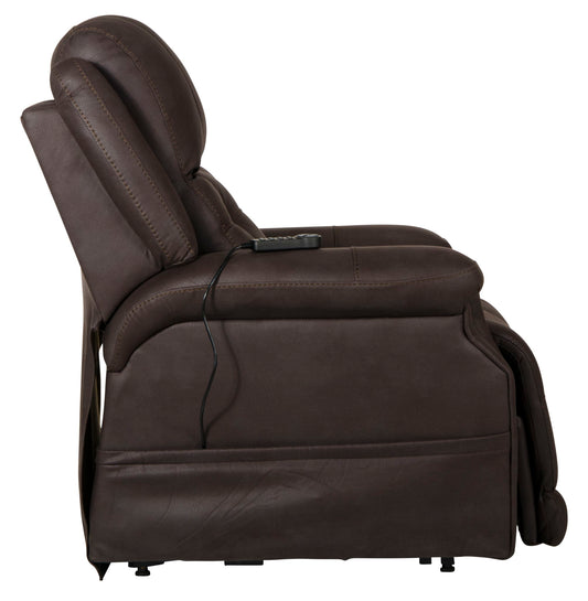 Haywood - Power Headrest Power Lift Lay Flat Recliner With Heat & Massage - Chocolate - Hornell Furniture Outlet