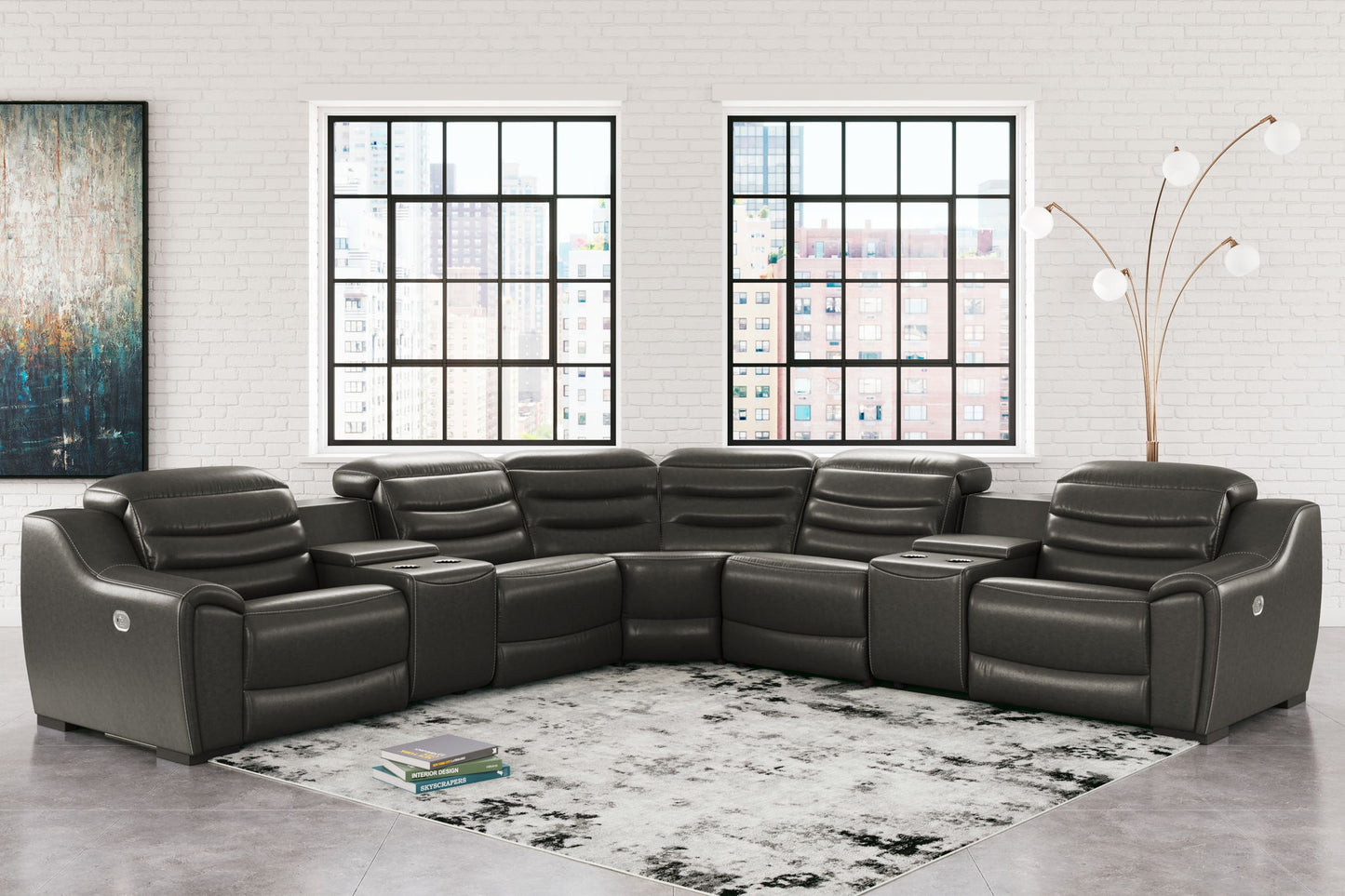 Center Line - Power Recliner Sectional - Hornell Furniture Outlet