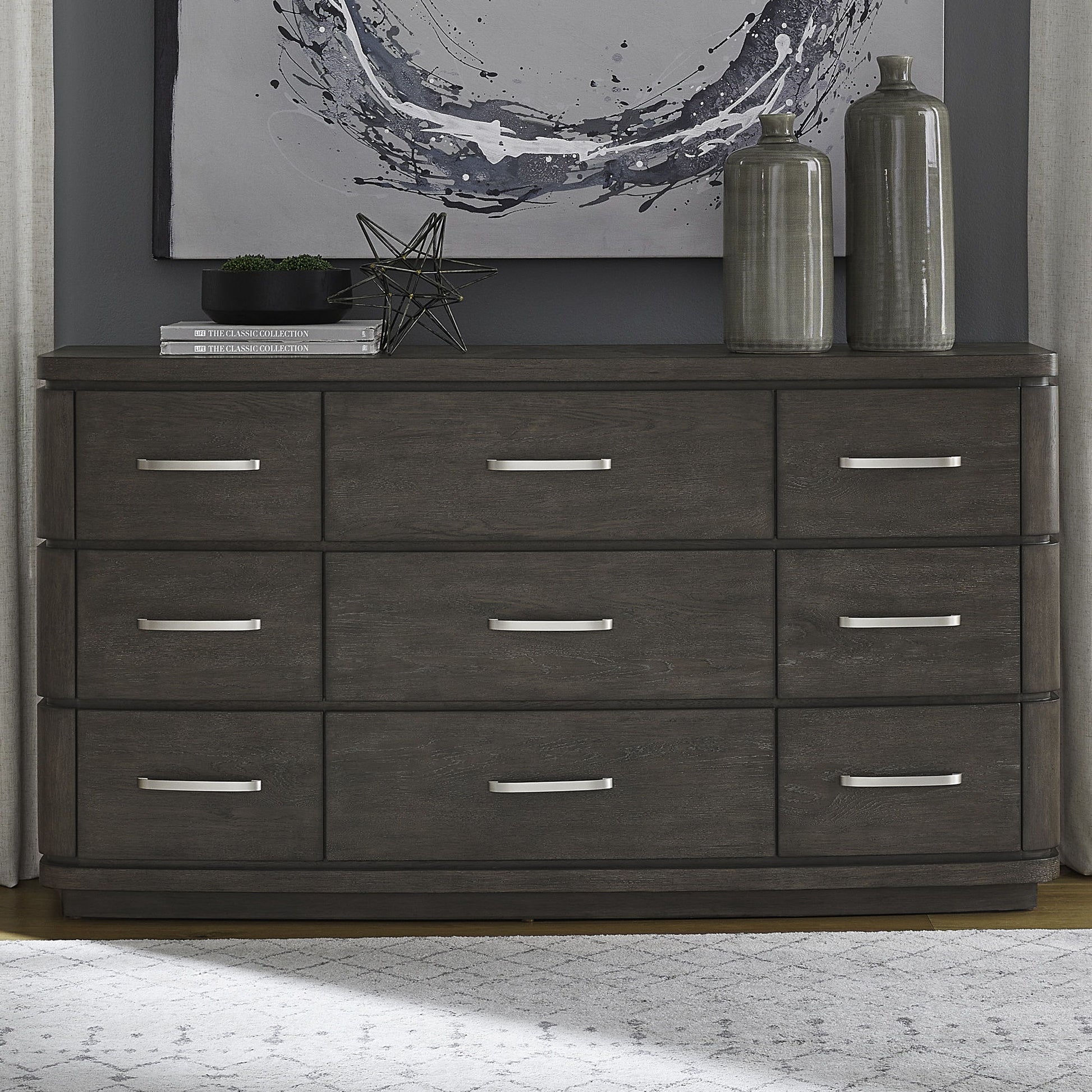 Cascade Falls - 9 Drawer Dresser - Satin Espresso - Hornell Furniture Outlet