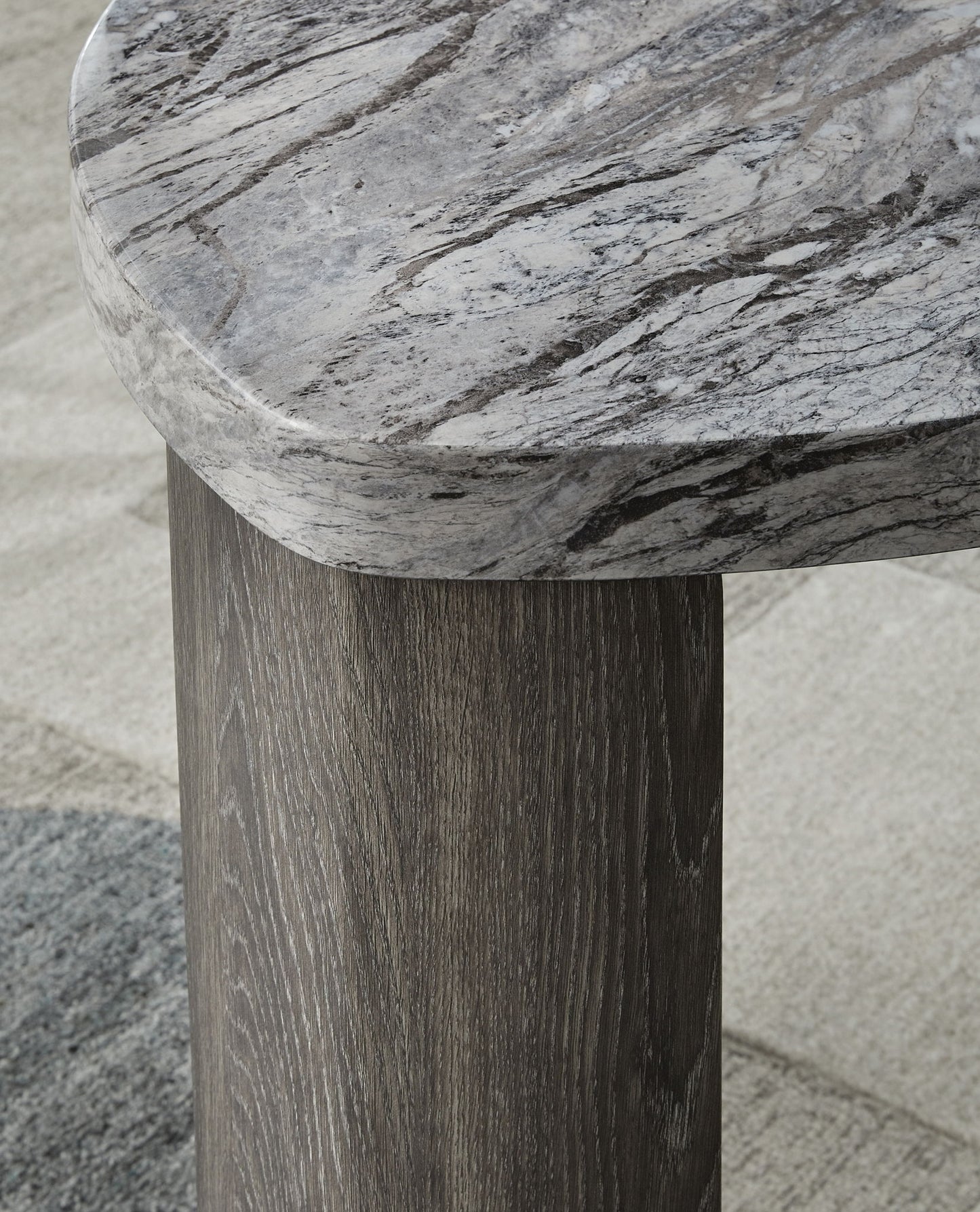 Surmour - Gray / Brown - Triangle End Table - Hornell Furniture Outlet