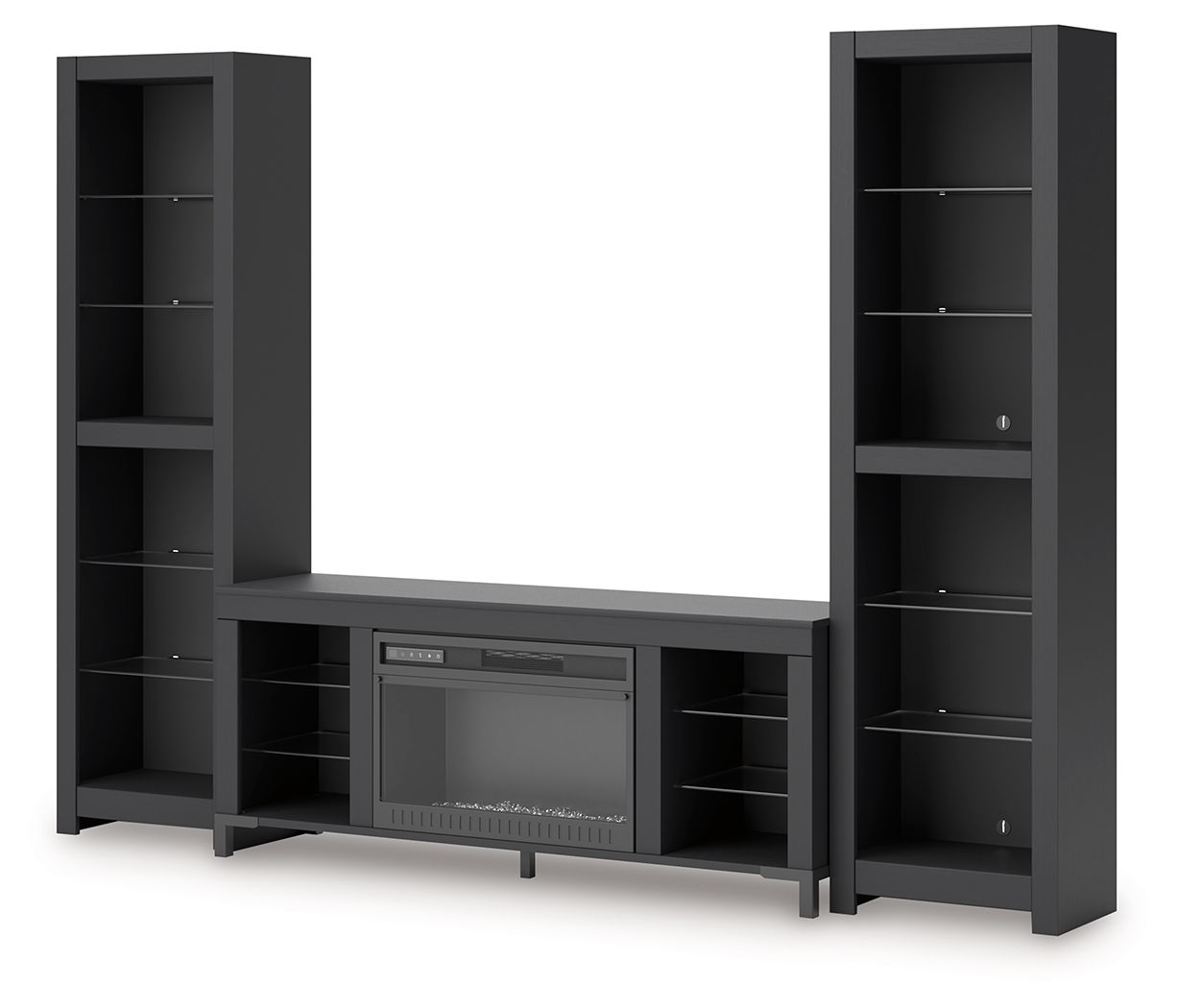 Cayberry - Black - 3 - Piece Entertainment Center With Electric Fireplace - Hornell Furniture Outlet