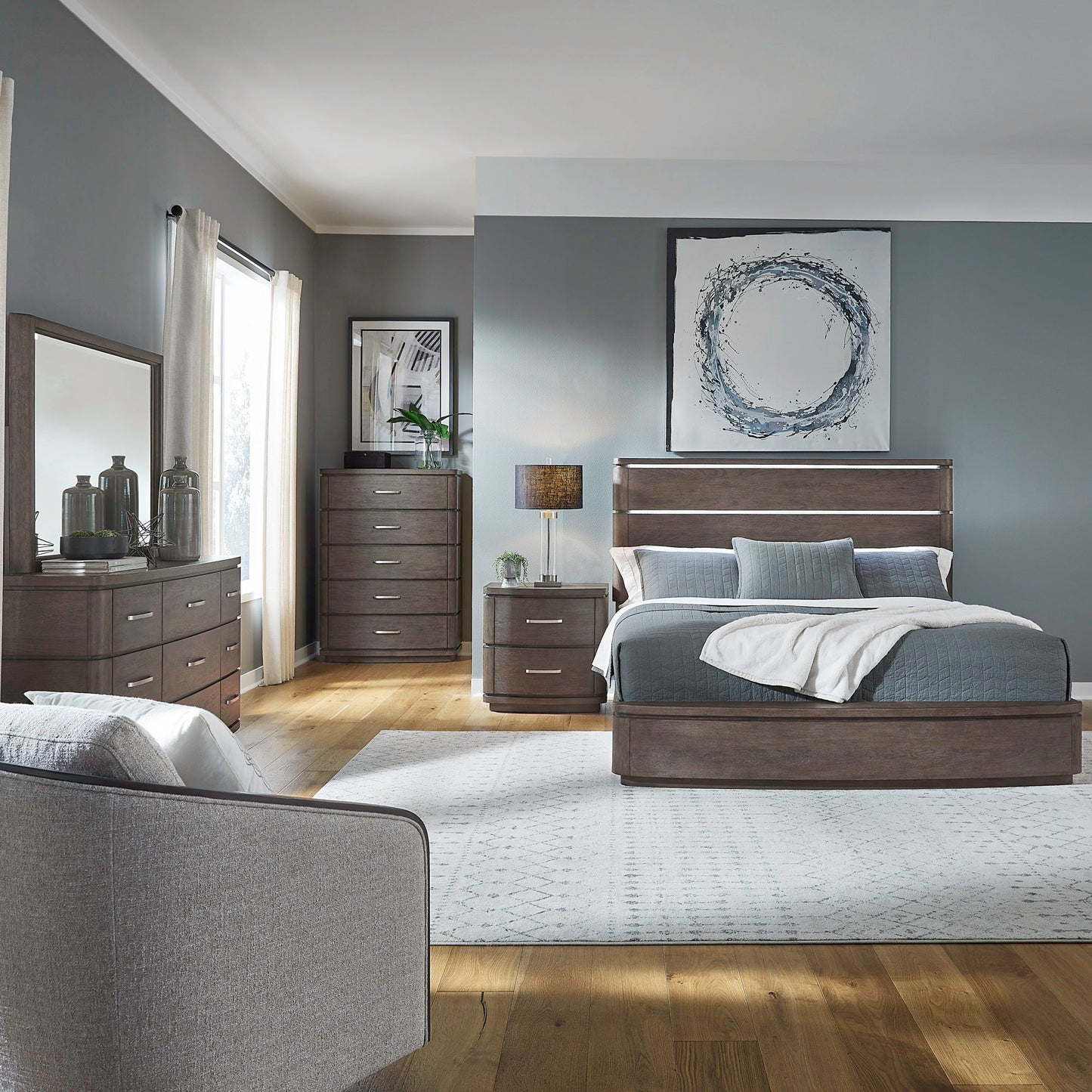 Cascade Falls - Nightstand With Charging Station - Satin Espresso - Hornell Furniture Outlet