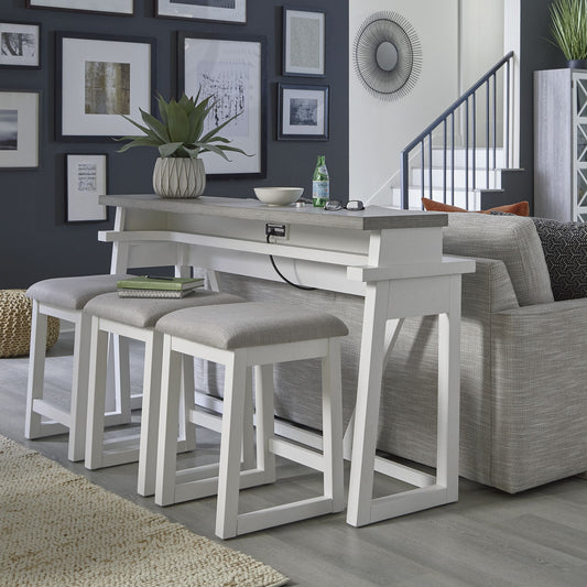 Palmetto Heights - 4 Piece Console Set (Console 3 Stools) - White - Hornell Furniture Outlet
