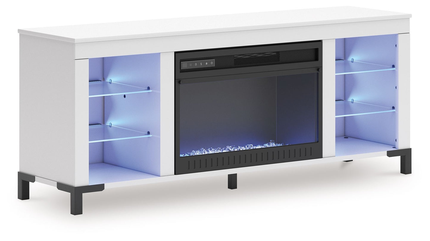 Brollevi - White - TV Stand With Fireplace - Hornell Furniture Outlet