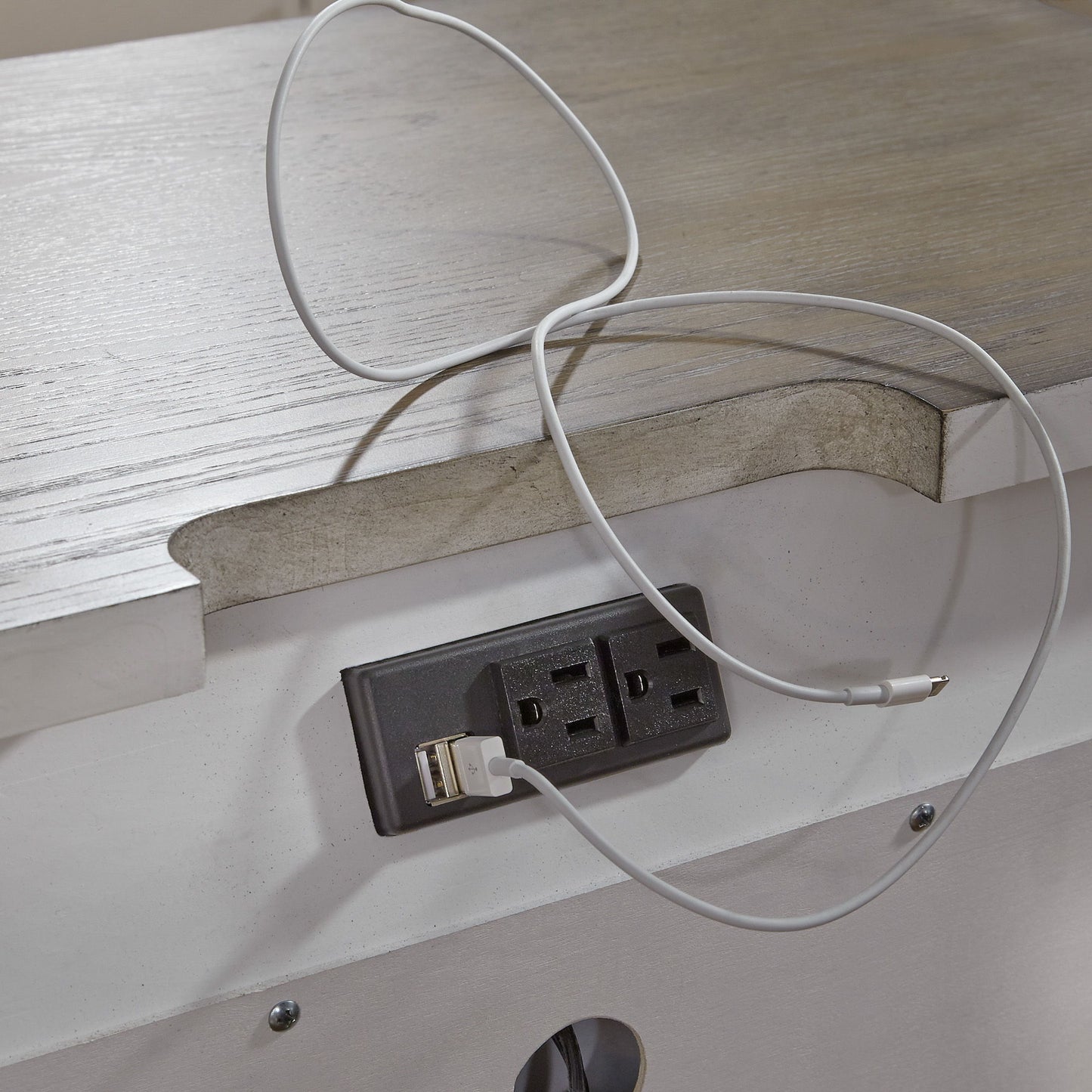 Abbey Park - 2 Drawer Nightstand With Charging Station - White - Hornell Furniture Outlet